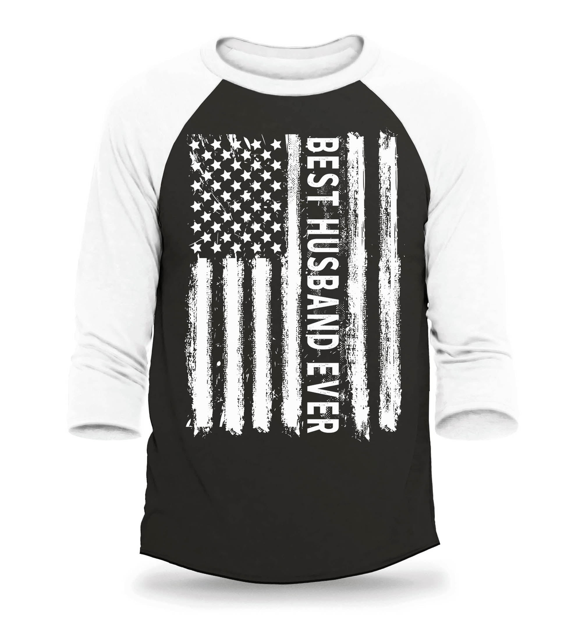 Best Husband Ever American Flag Patriotic Raglan Baseball Shirt