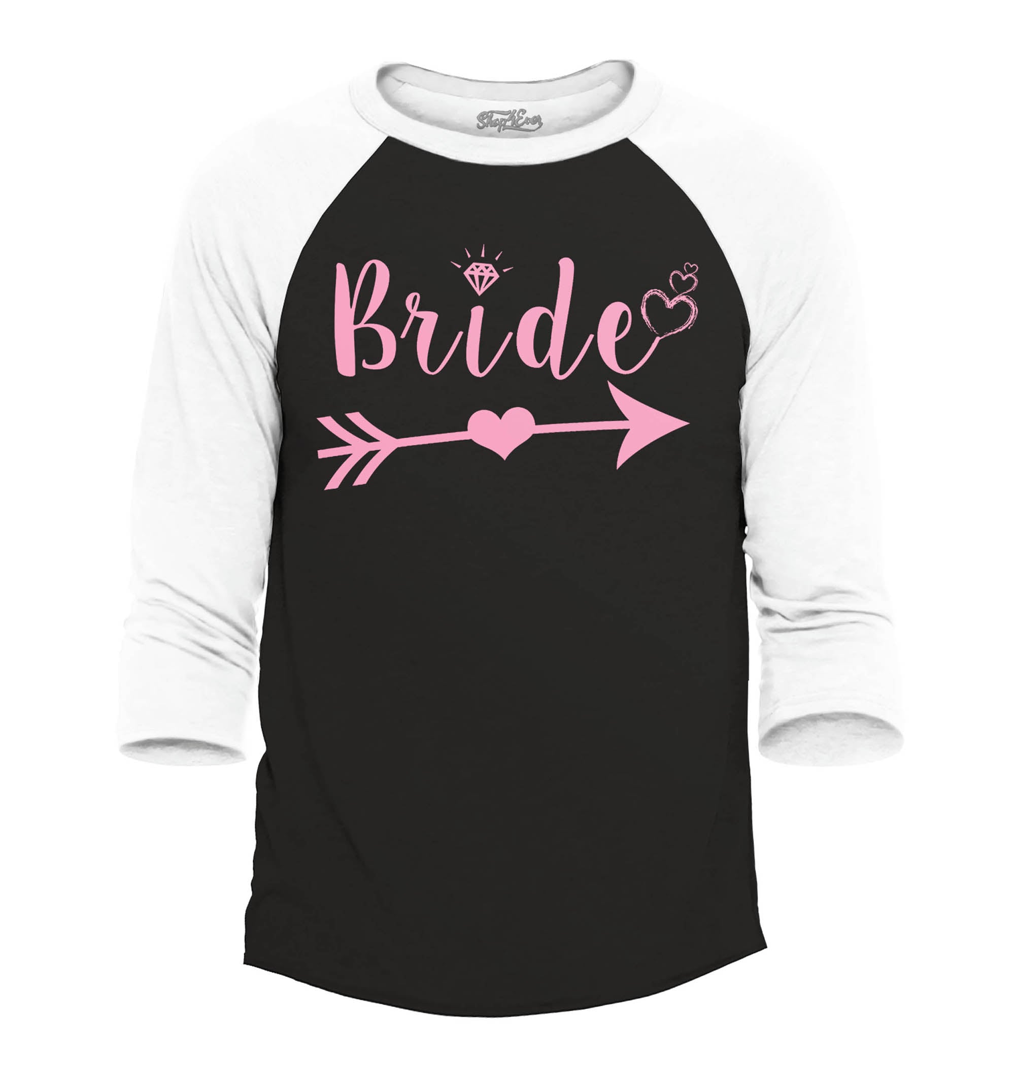 Bride Pink Heart Arrow Baseball Shirt Wedding Raglan Shirt
