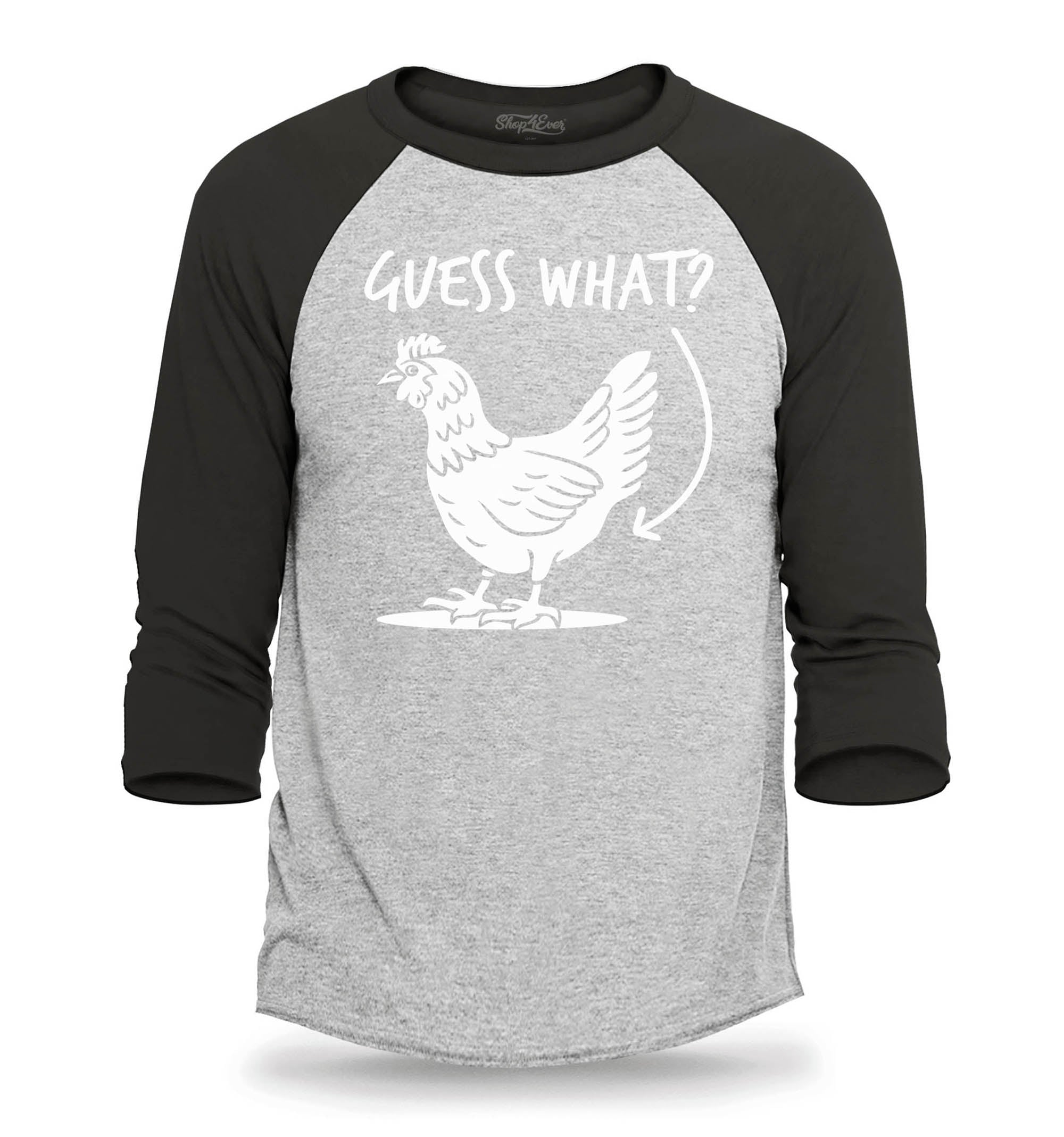Guess What? Chicken Butt Funny Jokes Raglan Baseball Shirt