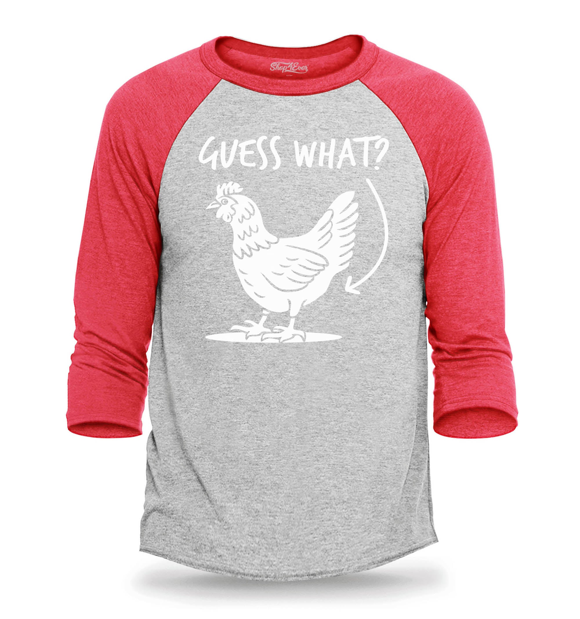 Guess What? Chicken Butt Funny Jokes Raglan Baseball Shirt