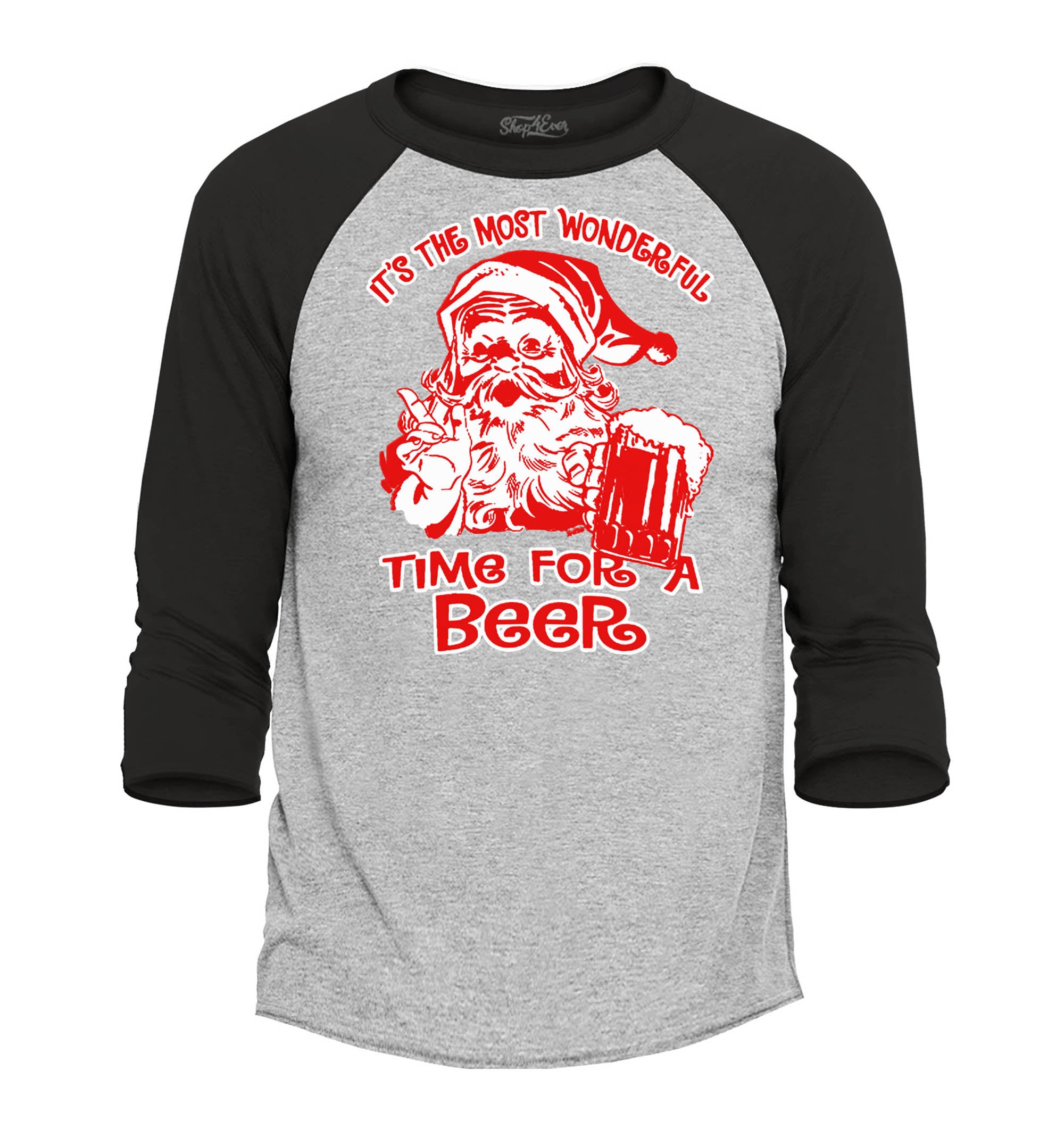 shop4ever It's The Most Wonderful Time for a Beer Baseball Shirt Christmas Raglan Shirt