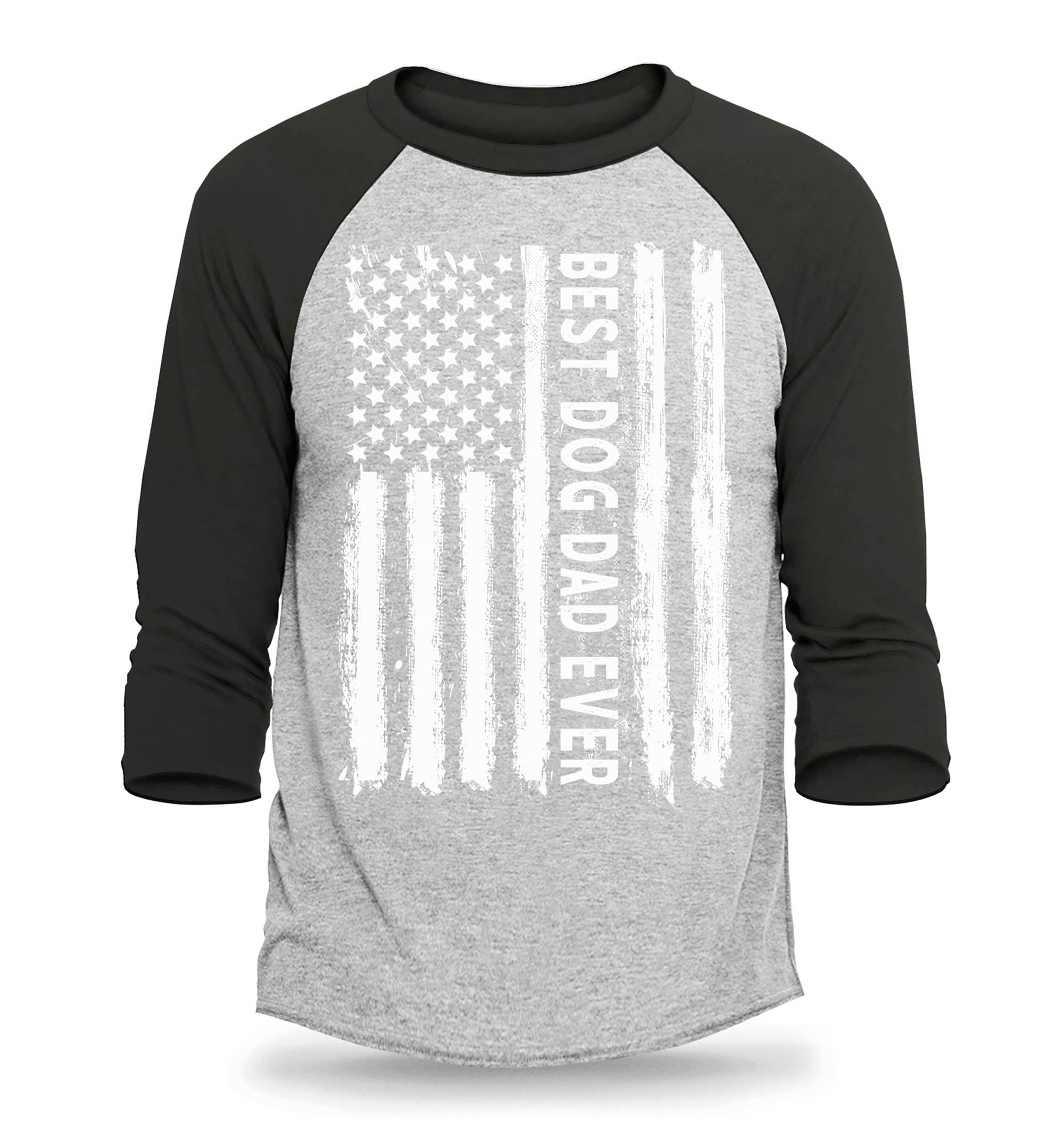 Best Dog Dad Ever American Flag Patriotic Raglan Baseball Shirt