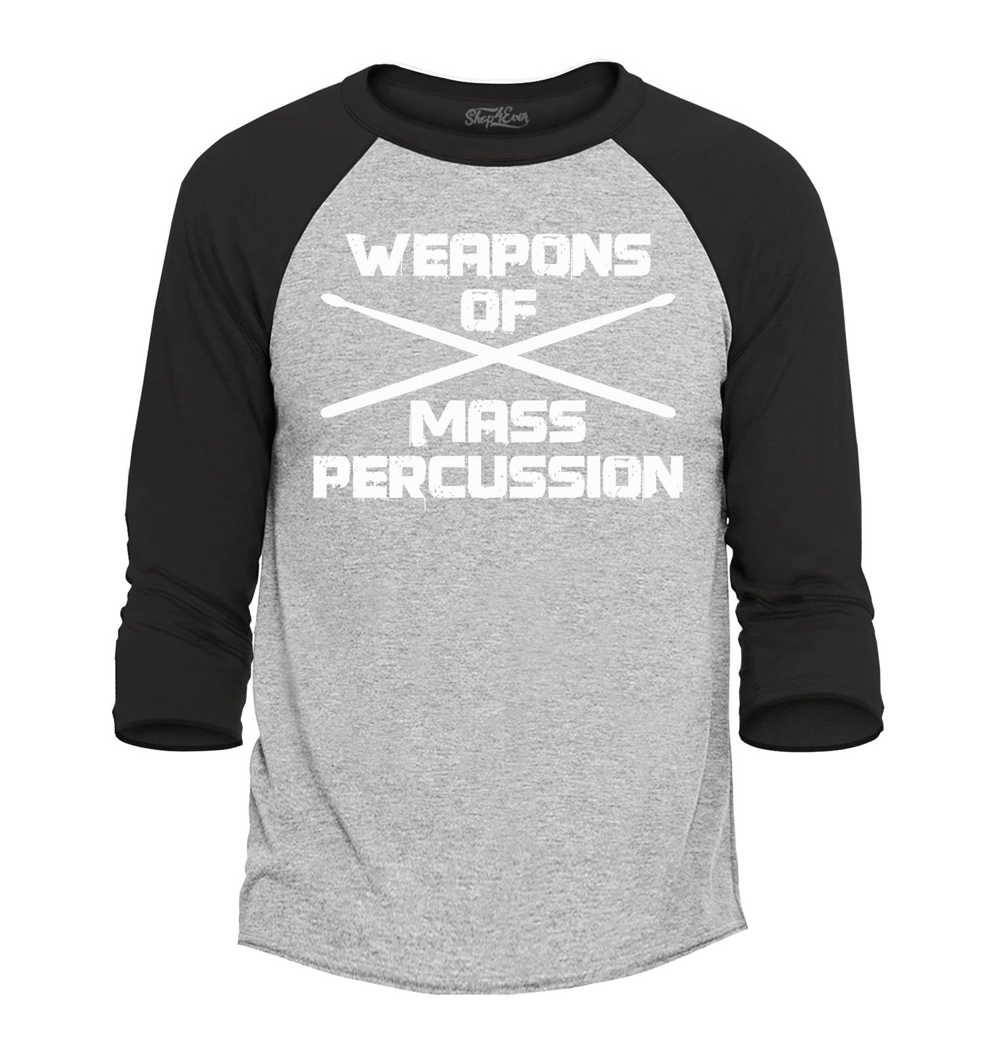 Weapons of Mass Percussion Drumsticks Drummer Raglan Baseball Shirt