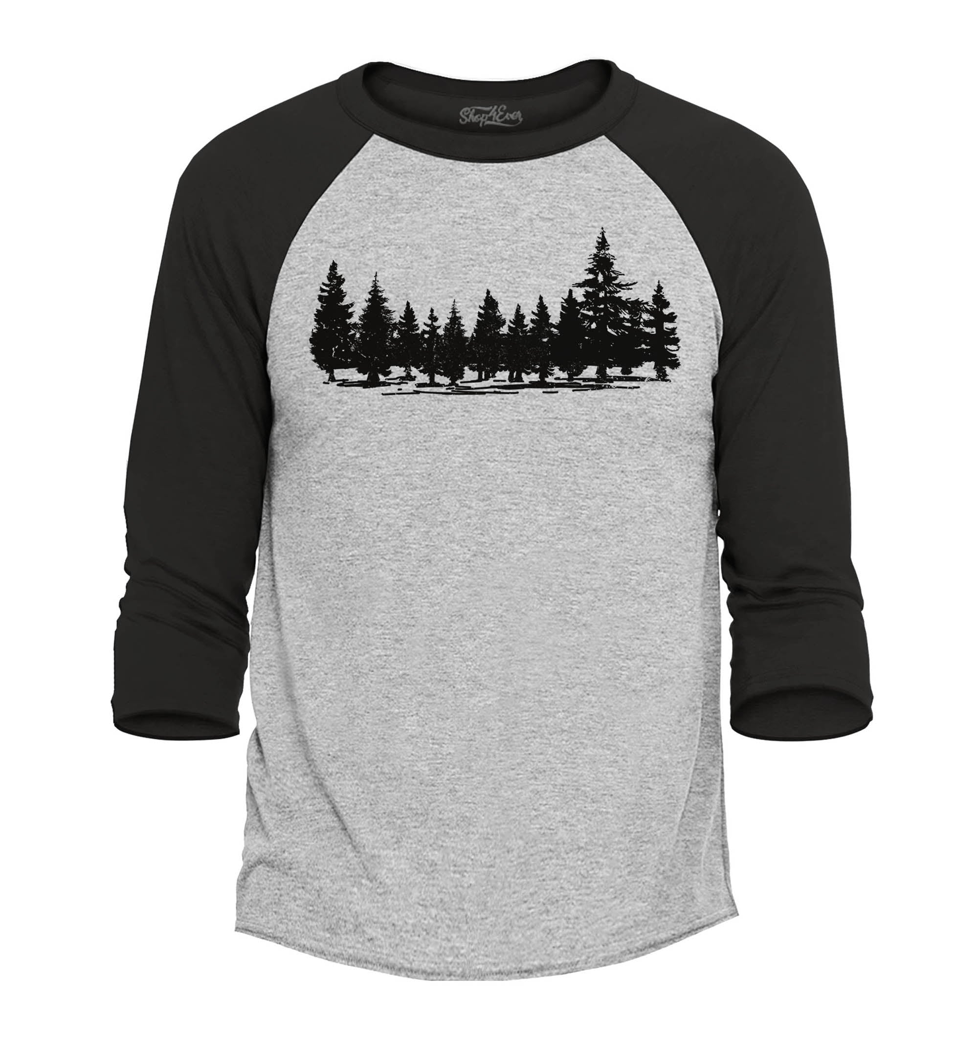 Forest Trees Nature Mountains Wildlife Raglan Baseball Shirt