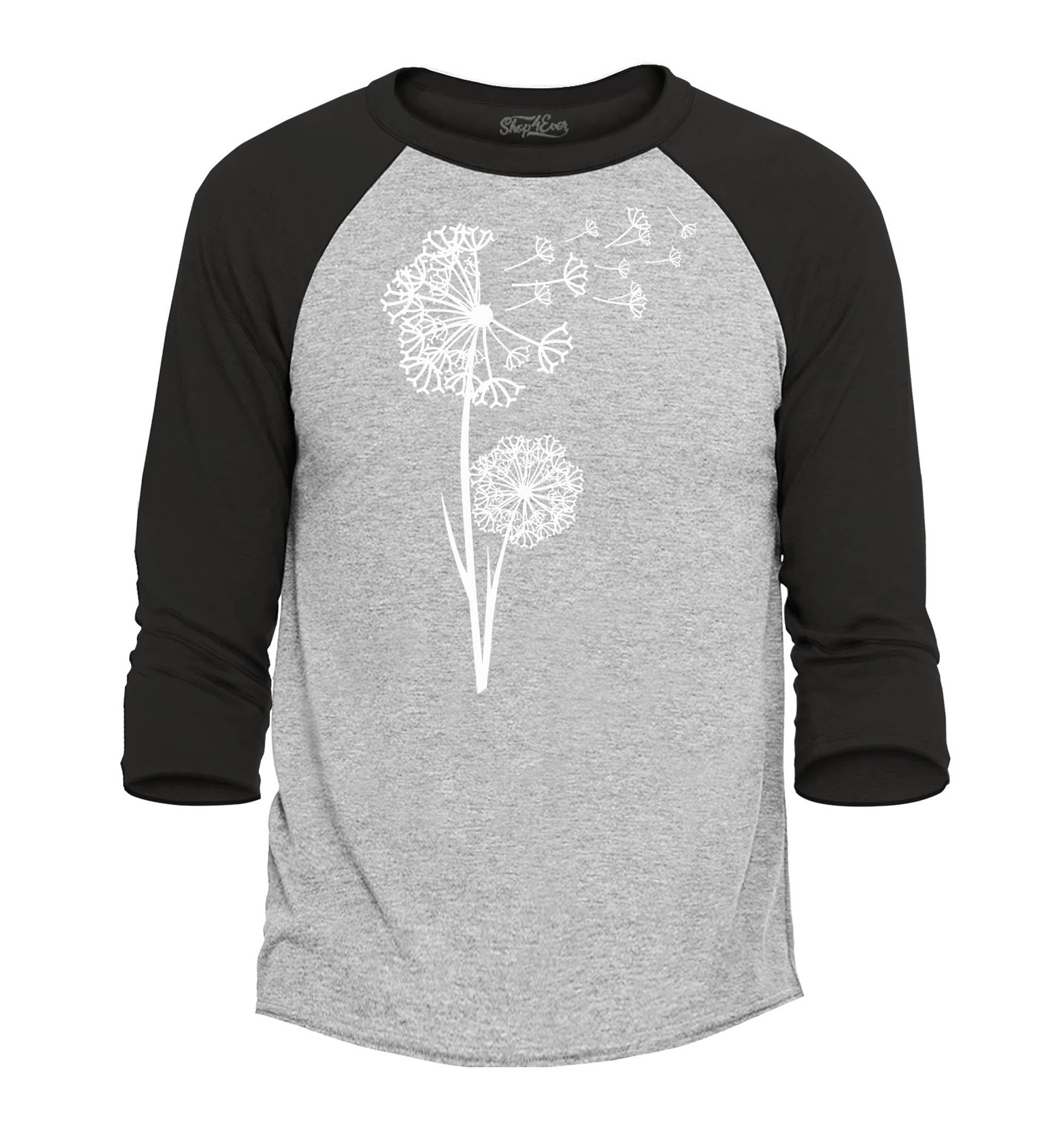 Dandelion Blowing Wish Flower Wildflowers Raglan Baseball Shirt