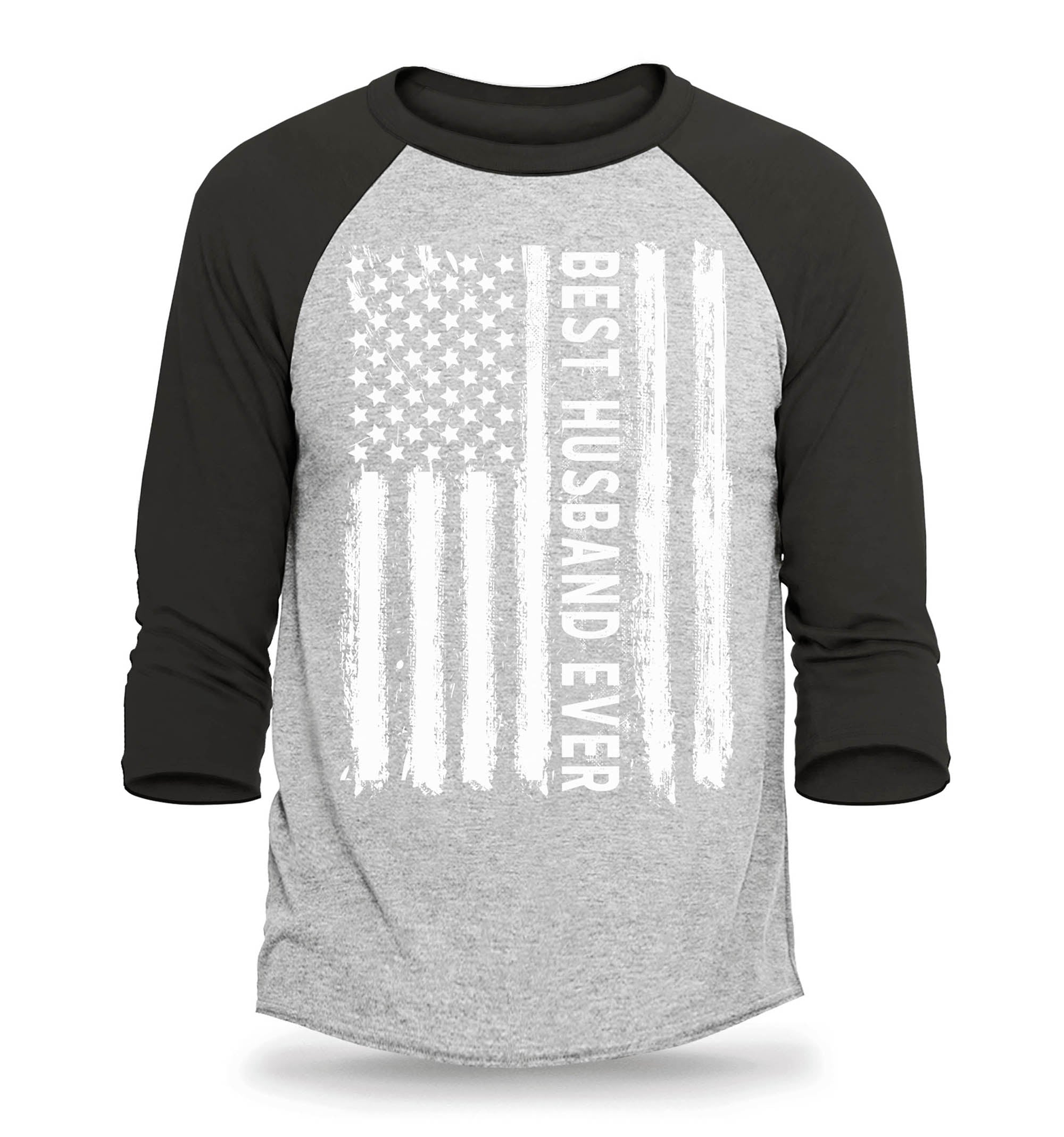 Best Husband Ever American Flag Patriotic Raglan Baseball Shirt