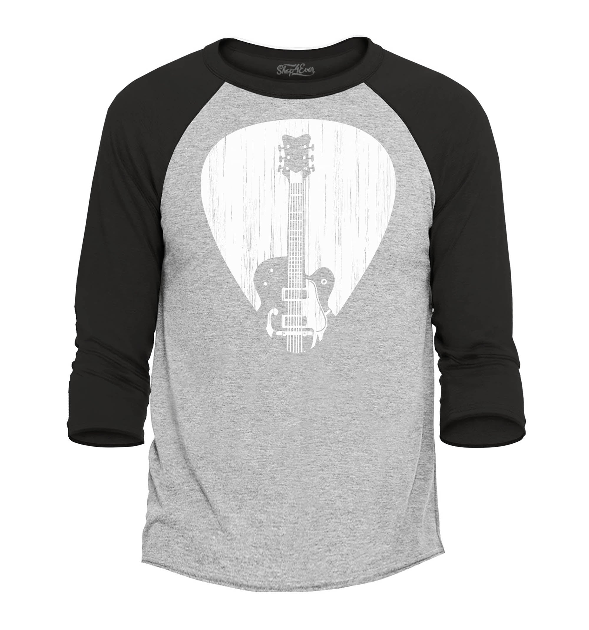 Electric Guitar Pick Musician Raglan Baseball Shirt