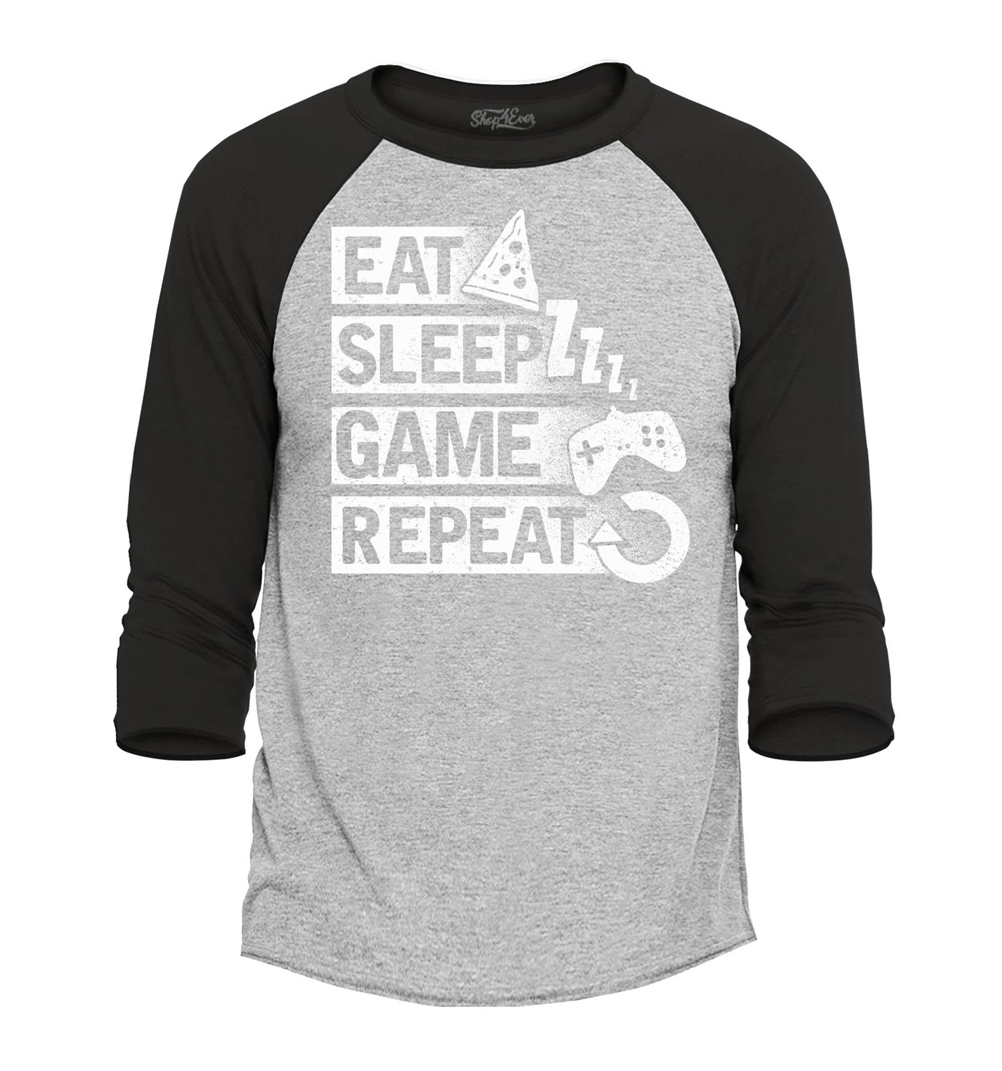 Eat Sleep Game Repeat Raglan Baseball Shirt