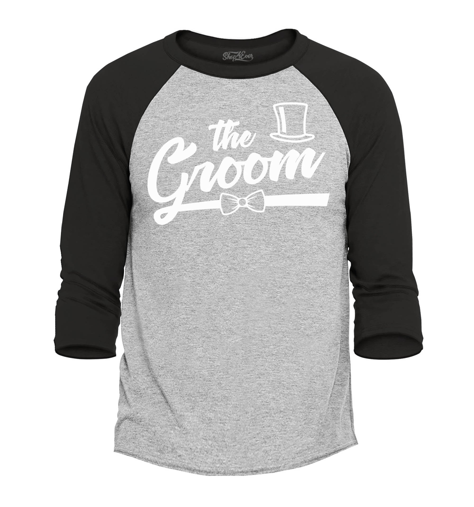 The Groom Top Hat Bow Tie Wedding Raglan Baseball Shirt