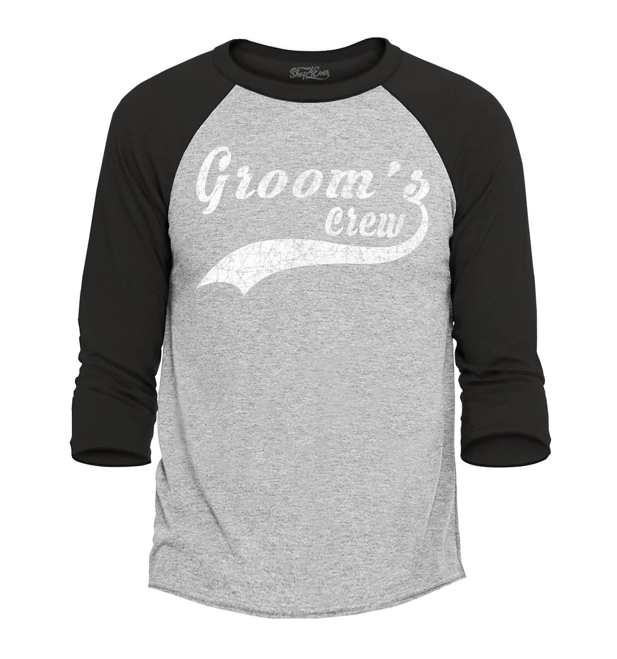 Groom's Crew Distressed Wedding Raglan Baseball Shirt