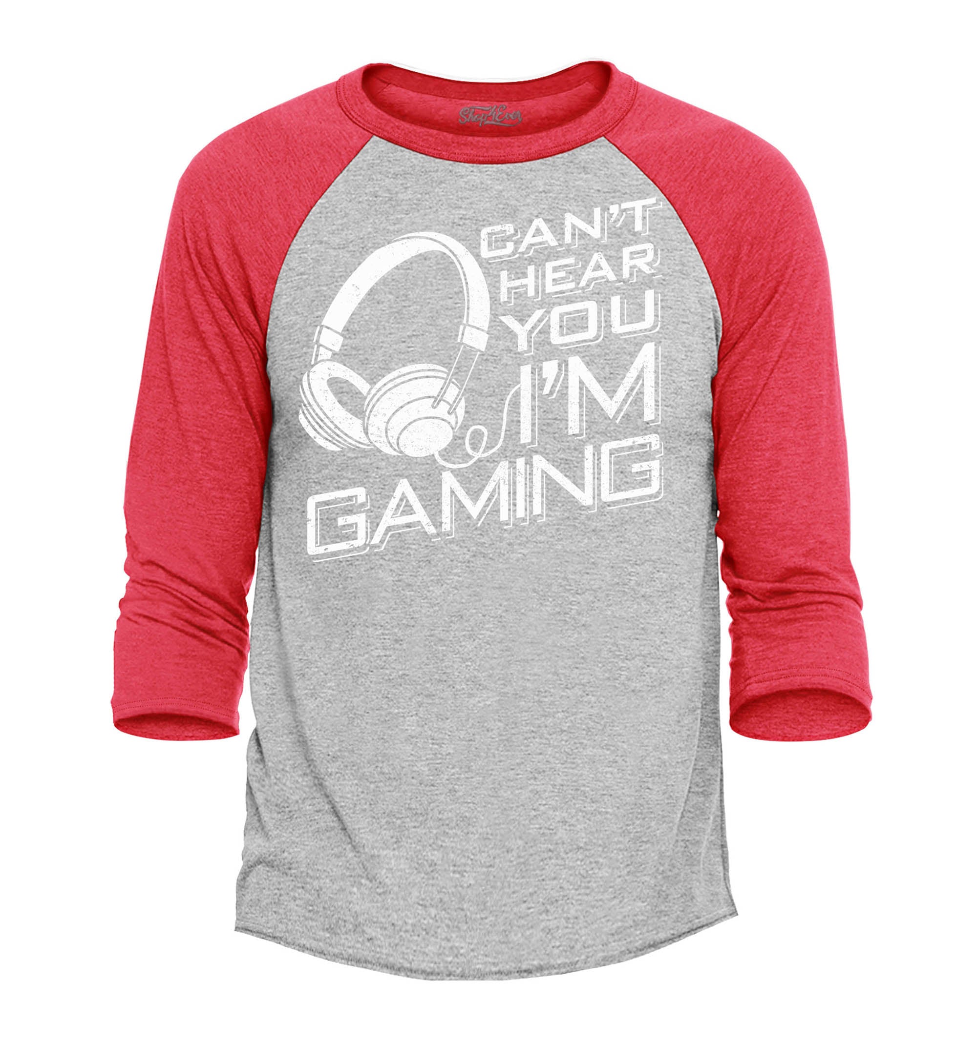 Can't Hear You I'm Gaming Gamer Headphones Raglan Baseball Shirt