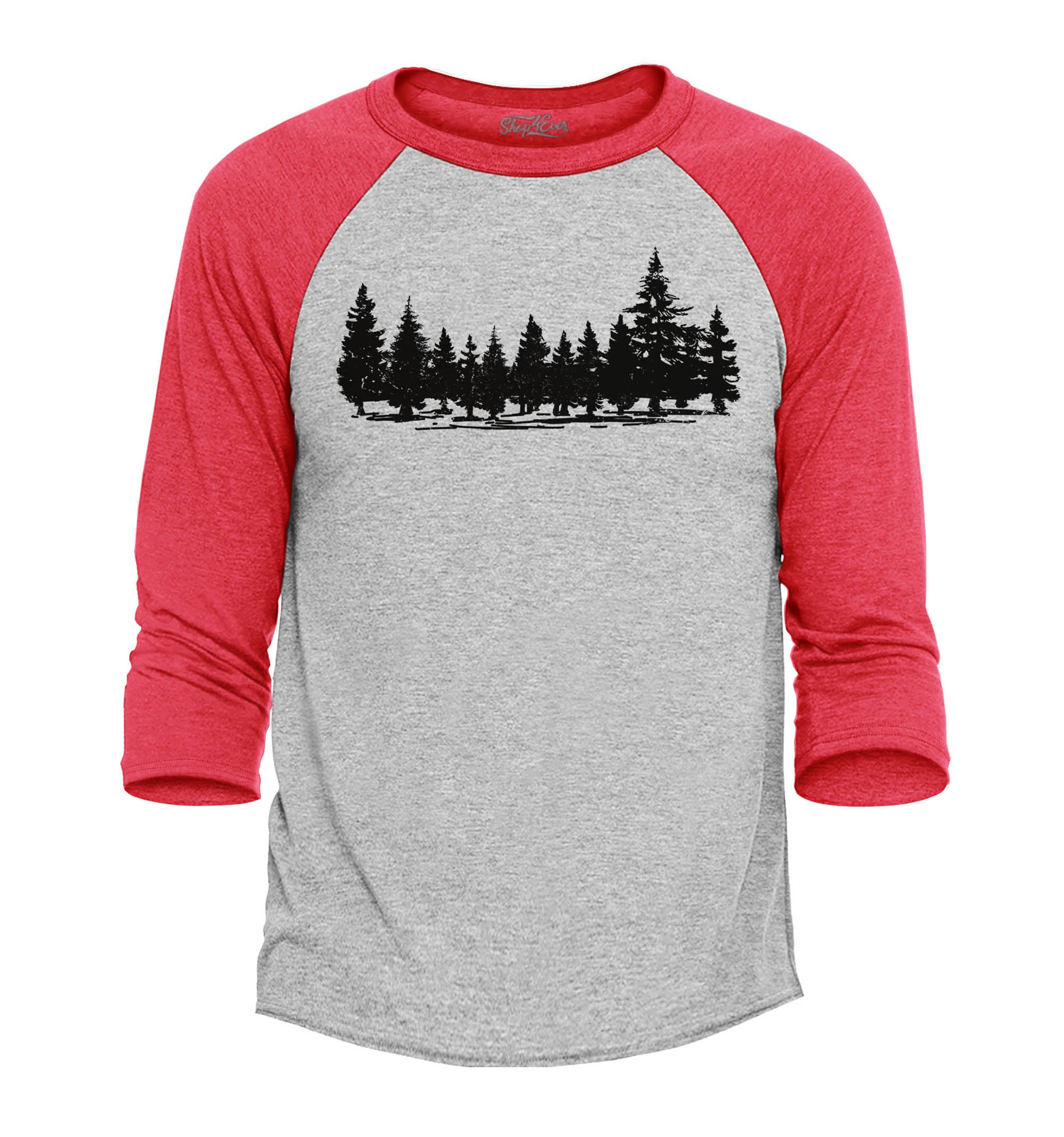 Forest Trees Nature Mountains Wildlife Raglan Baseball Shirt