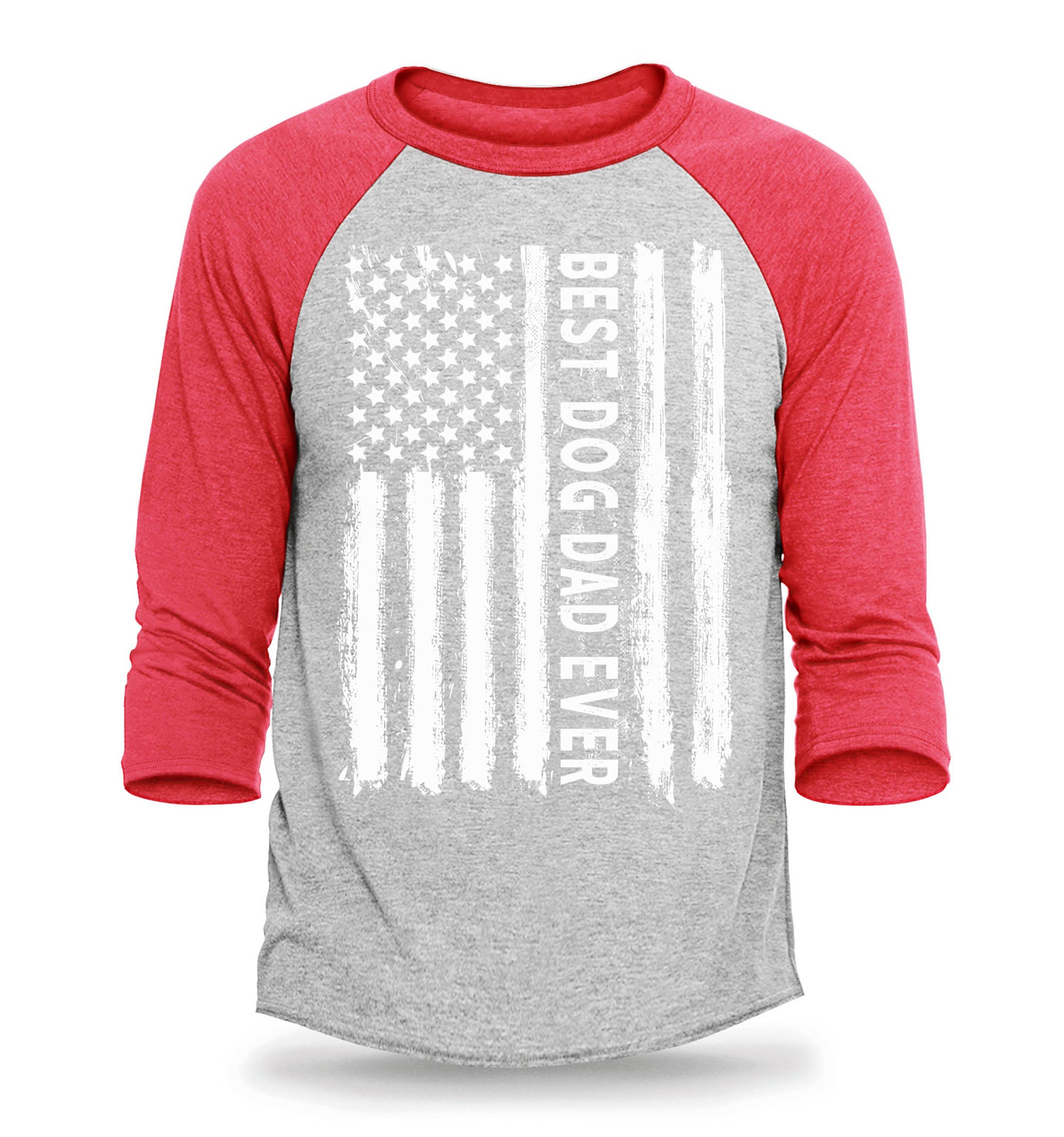 Best Dog Dad Ever American Flag Patriotic Raglan Baseball Shirt