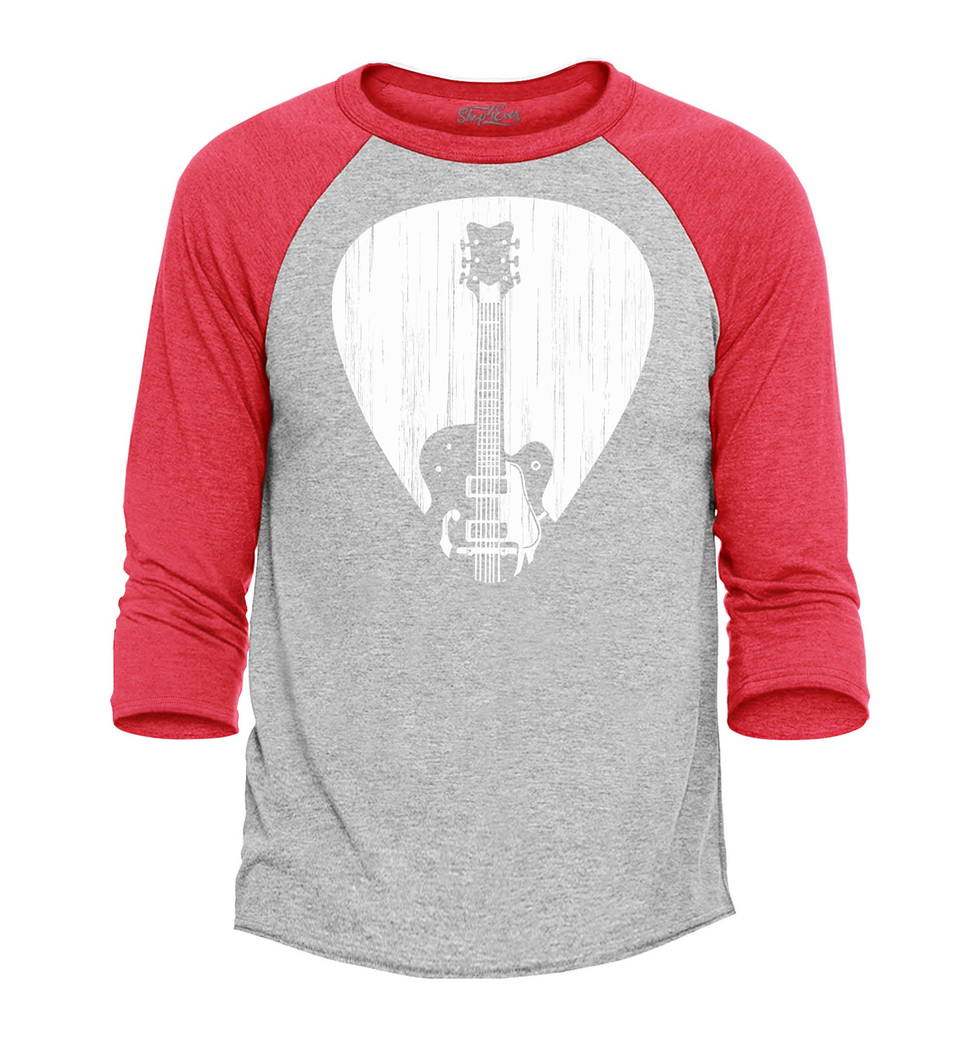 Electric Guitar Pick Musician Raglan Baseball Shirt