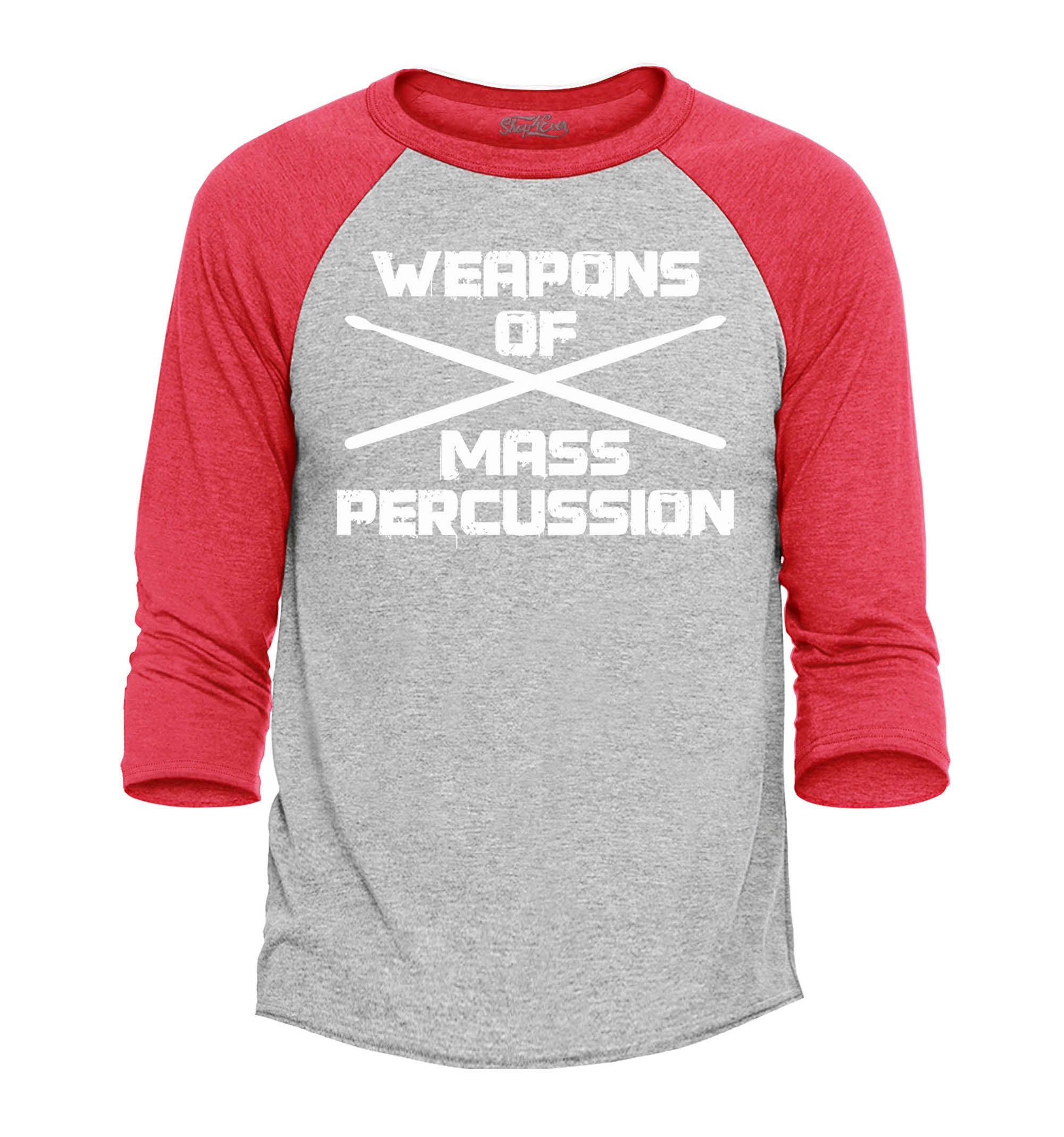 Weapons of Mass Percussion Drumsticks Drummer Raglan Baseball Shirt