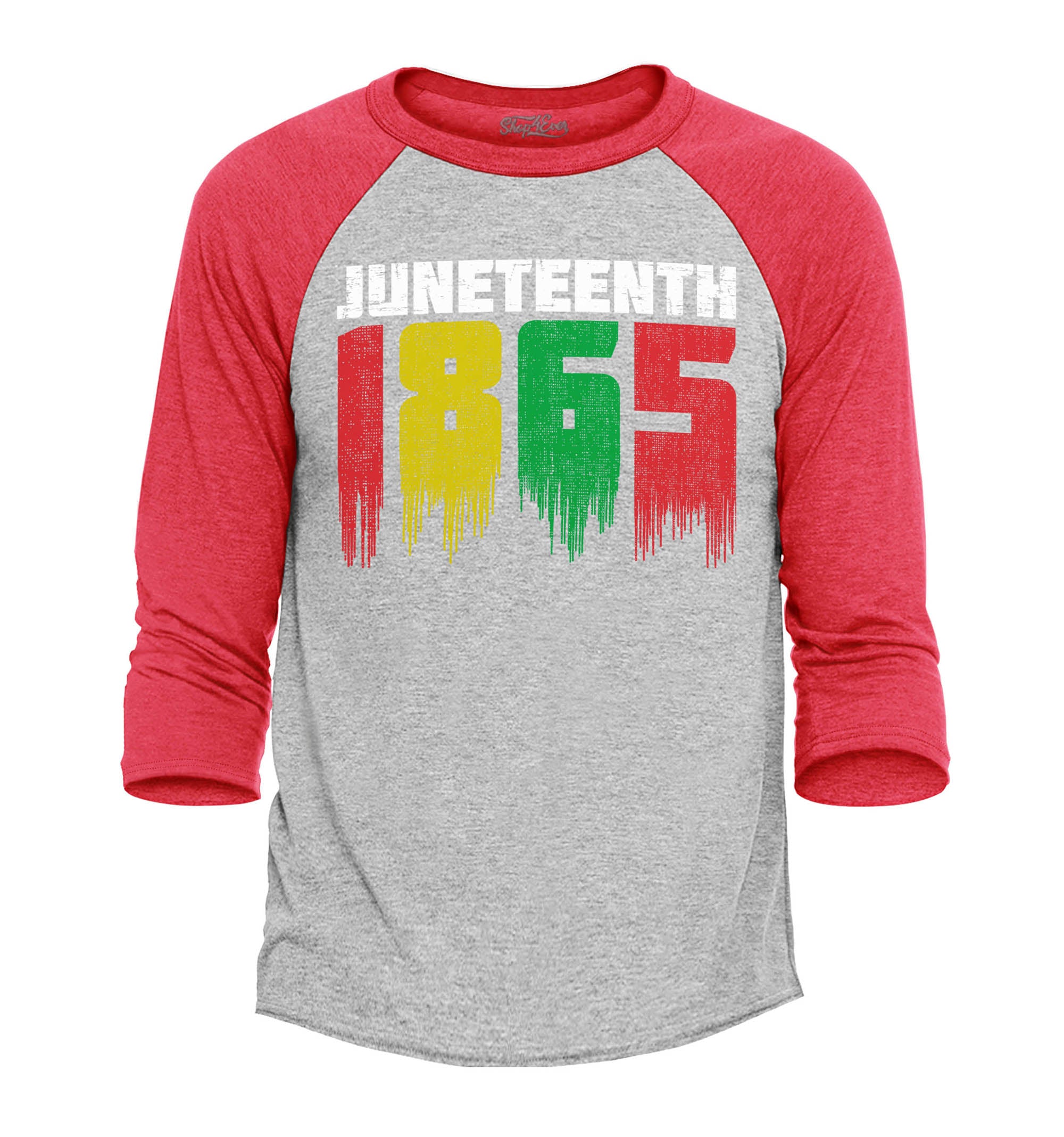 Juneteenth 1865 Dripping June 19th Raglan Baseball Shirt