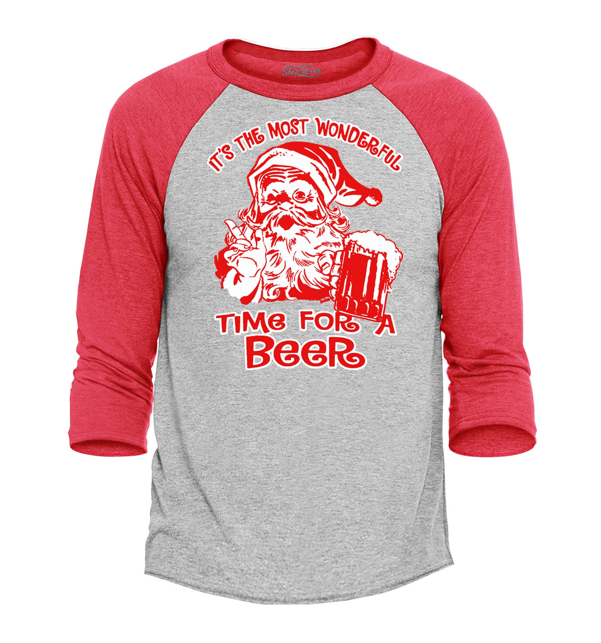 shop4ever It's The Most Wonderful Time for a Beer Baseball Shirt Christmas Raglan Shirt