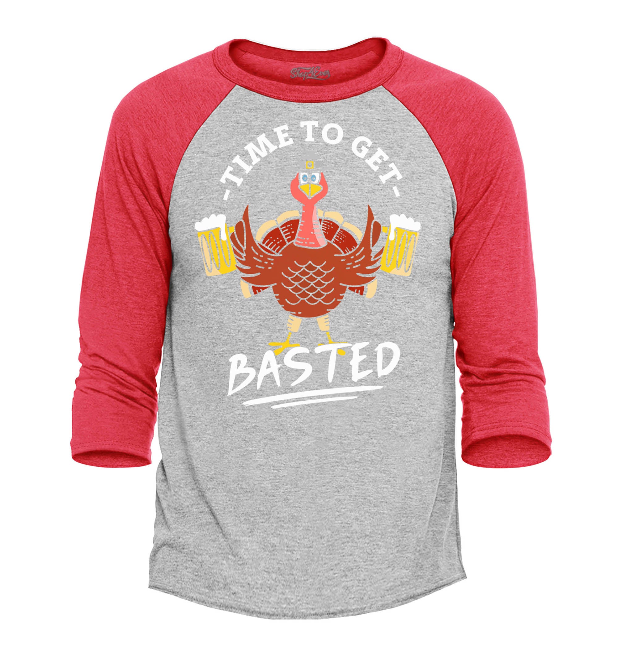 Time to Get Basted Thanksgiving Turkey Raglan Baseball Shirt