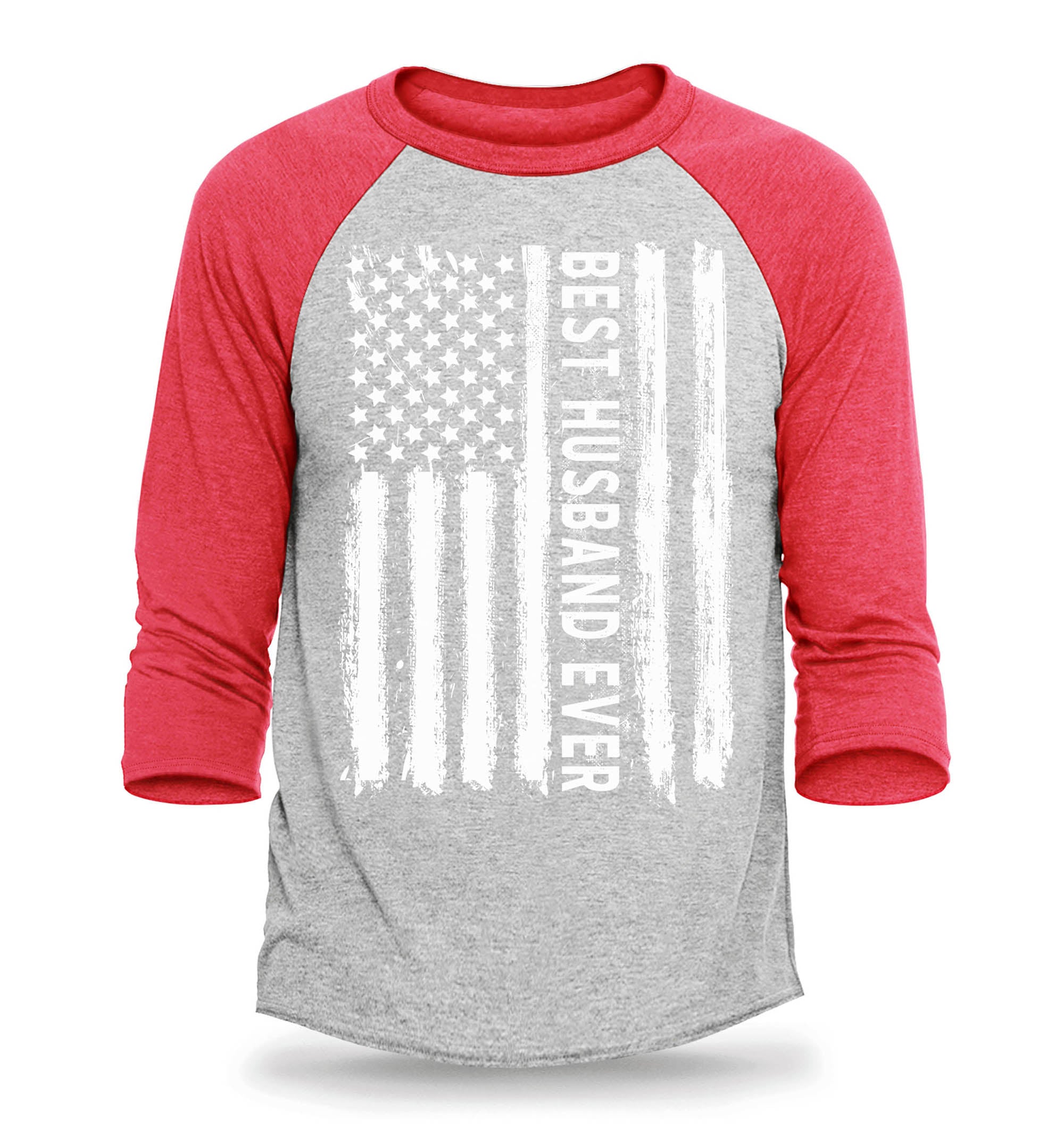 Best Husband Ever American Flag Patriotic Raglan Baseball Shirt