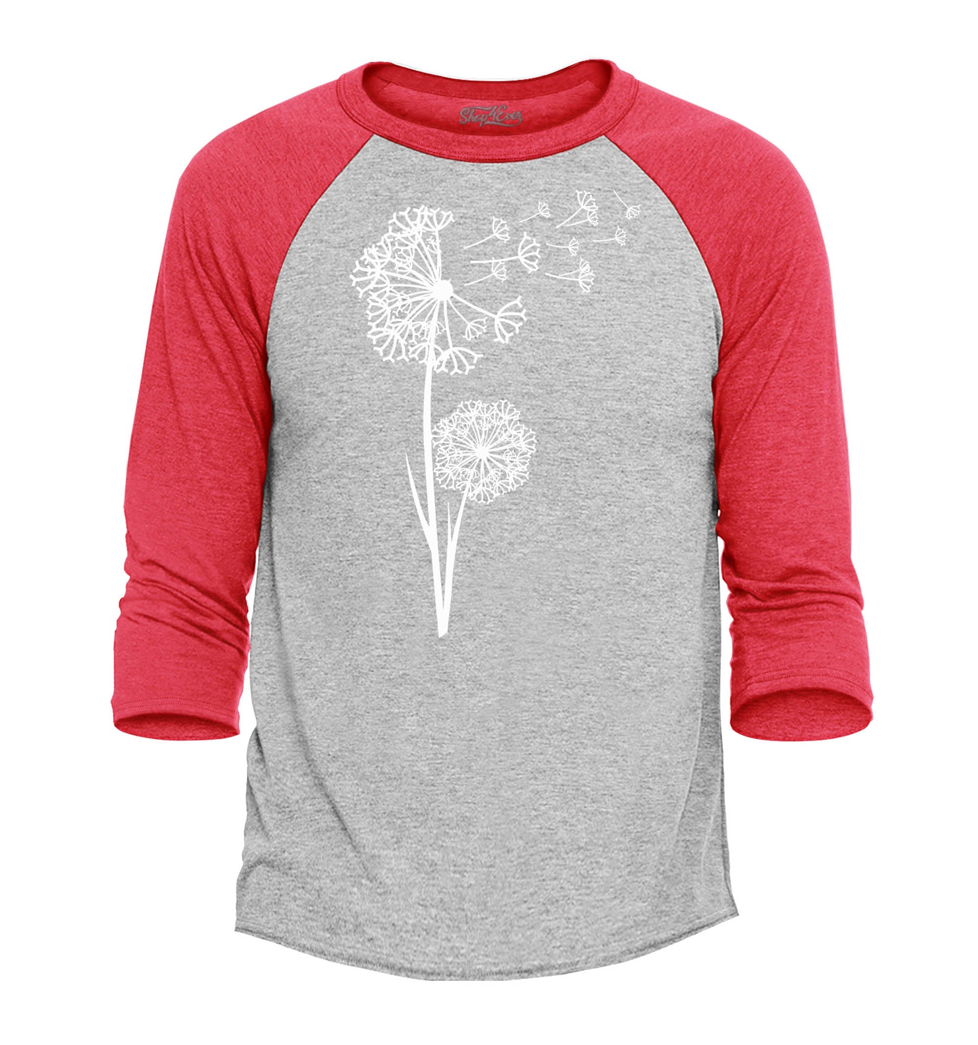 Dandelion Blowing Wish Flower Wildflowers Raglan Baseball Shirt