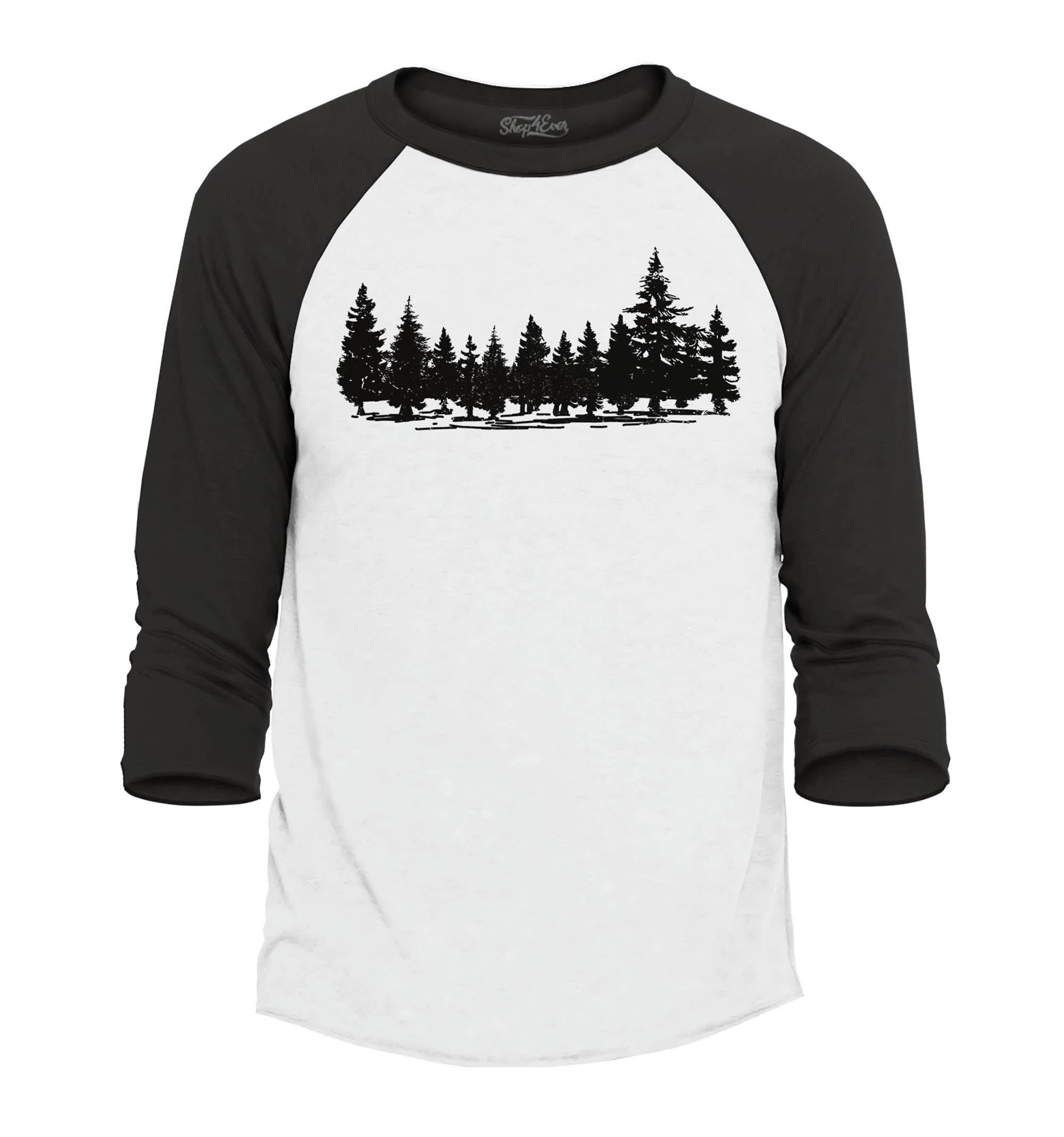 Forest Trees Nature Mountains Wildlife Raglan Baseball Shirt