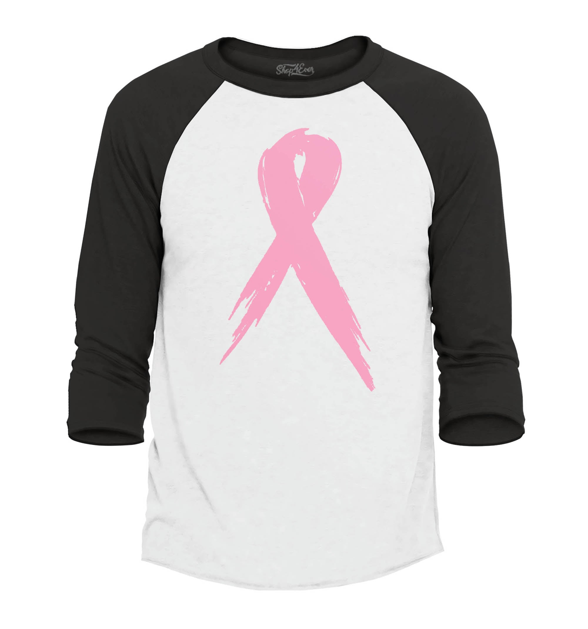 Pink Breast Cancer Ribbon Support Awareness Raglan Baseball Shirt