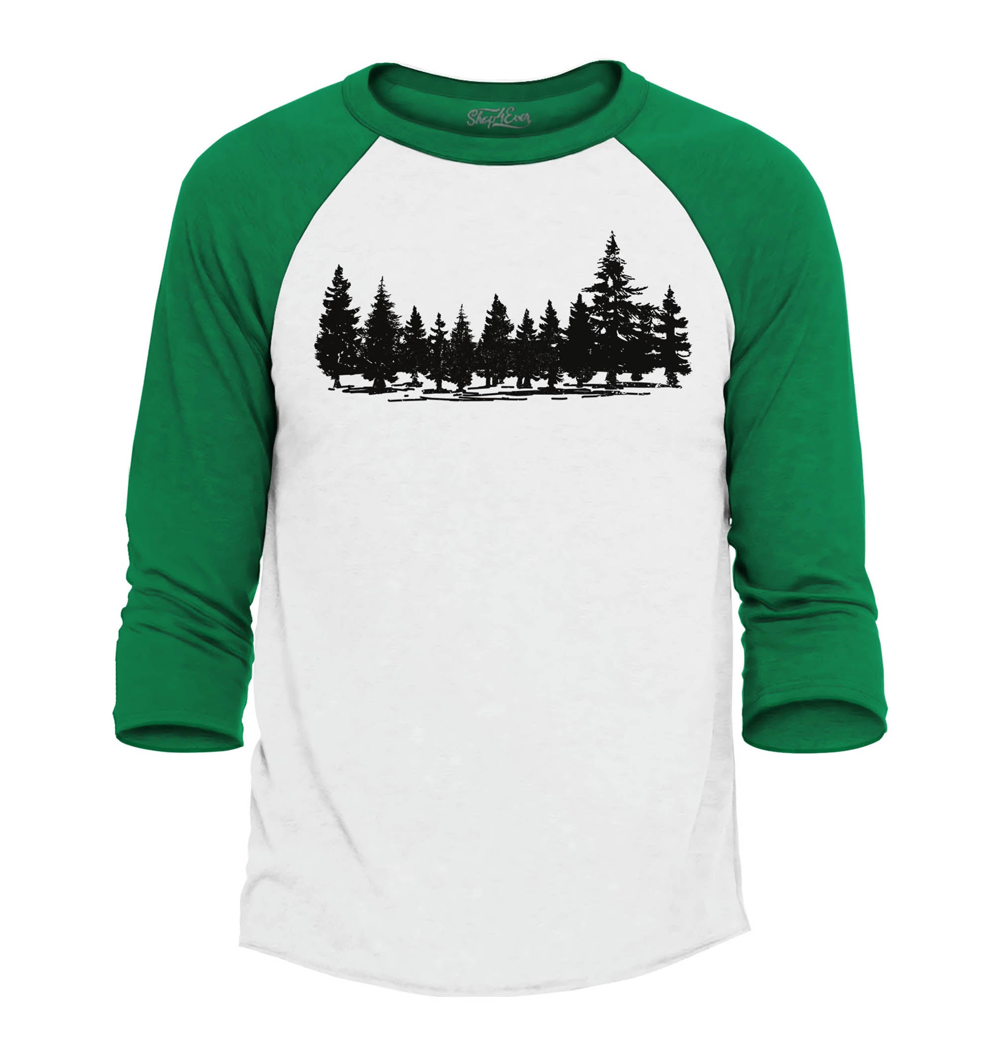 Forest Trees Nature Mountains Wildlife Raglan Baseball Shirt