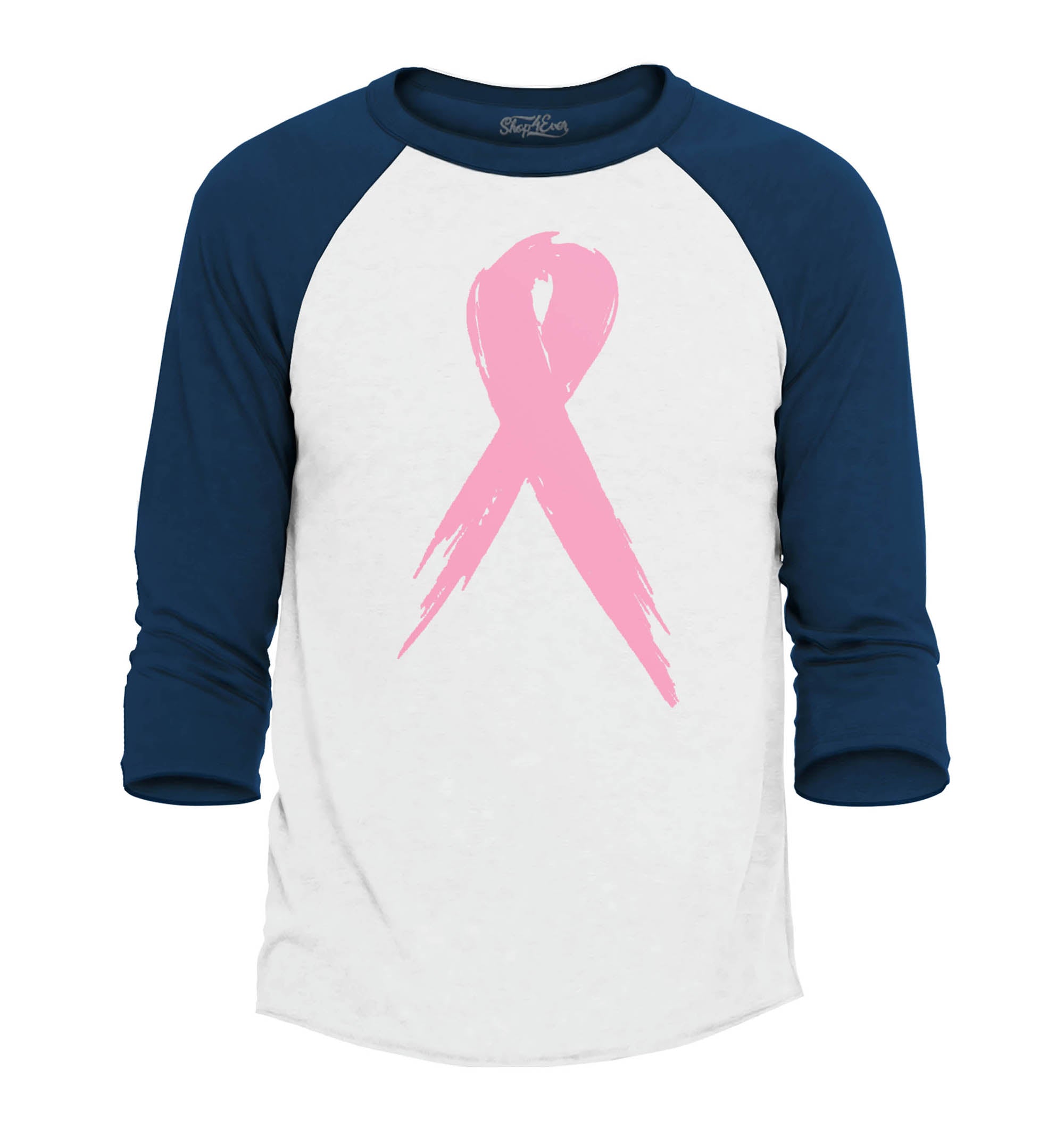 Pink Breast Cancer Ribbon Support Awareness Raglan Baseball Shirt