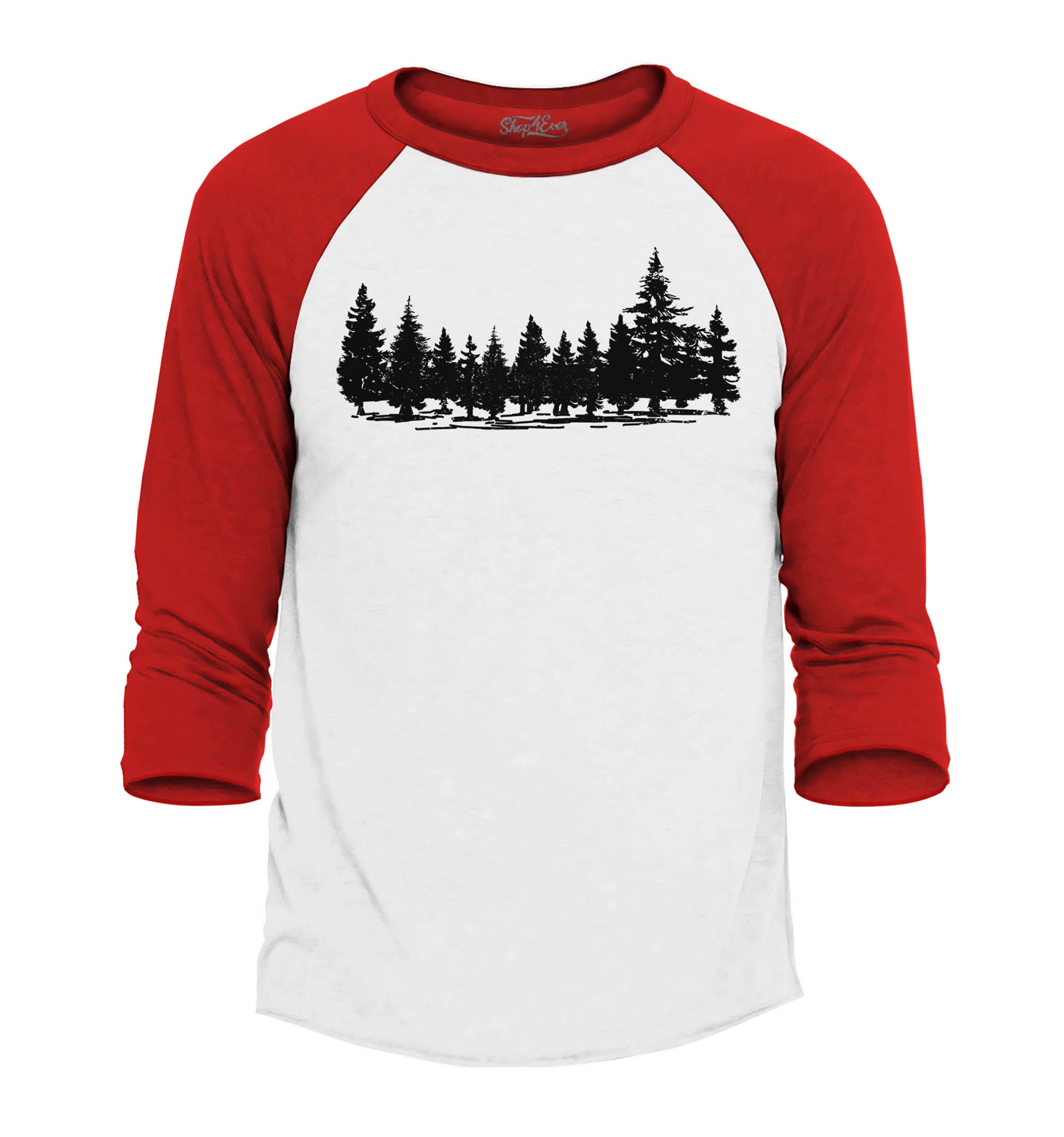 Forest Trees Nature Mountains Wildlife Raglan Baseball Shirt