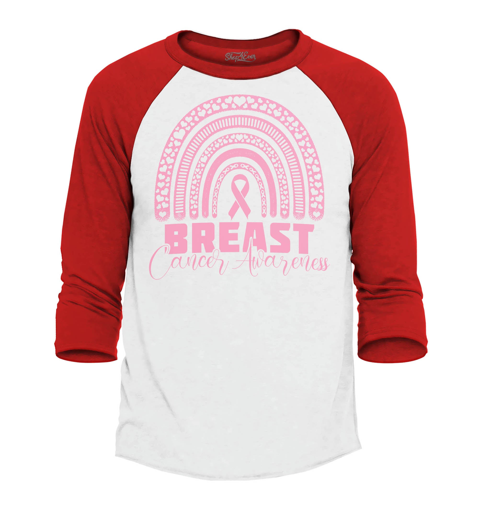 Breast Cancer Awareness Rainbow Raglan Baseball Shirt