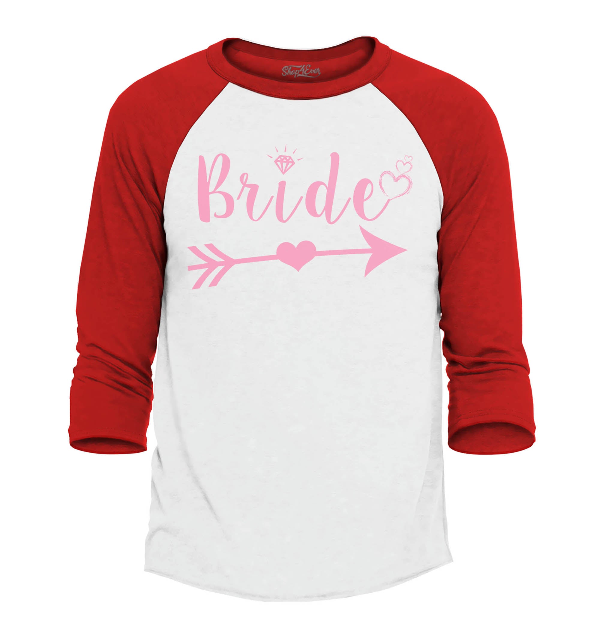 Bride Pink Heart Arrow Baseball Shirt Wedding Raglan Shirt