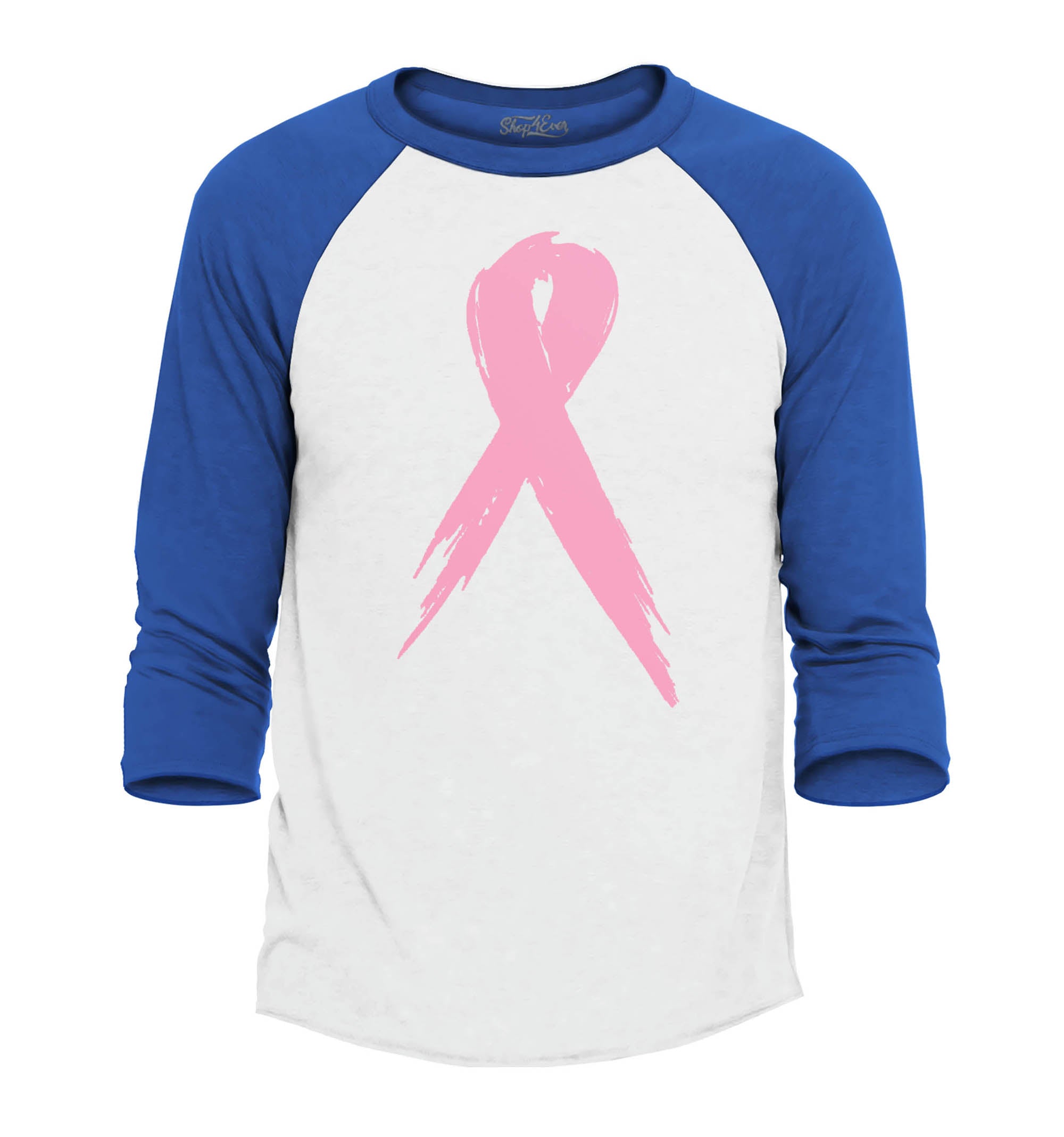 Pink Breast Cancer Ribbon Support Awareness Raglan Baseball Shirt