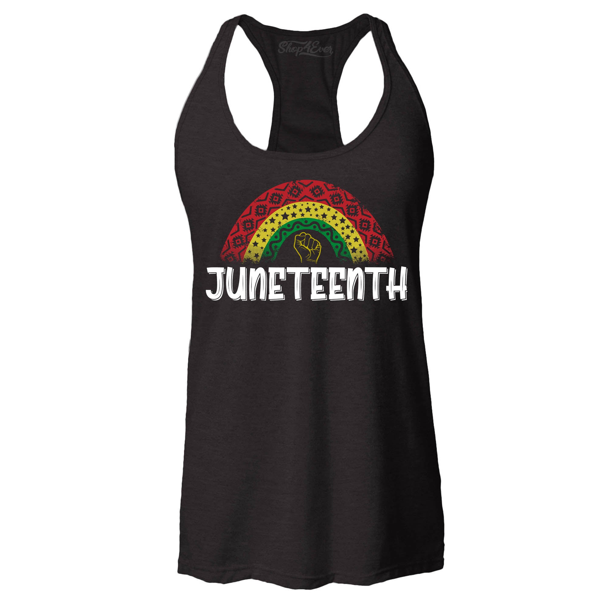 Juneteenth Rainbow June 19th 1865 Women's Racerback Tank Top Slim Fit