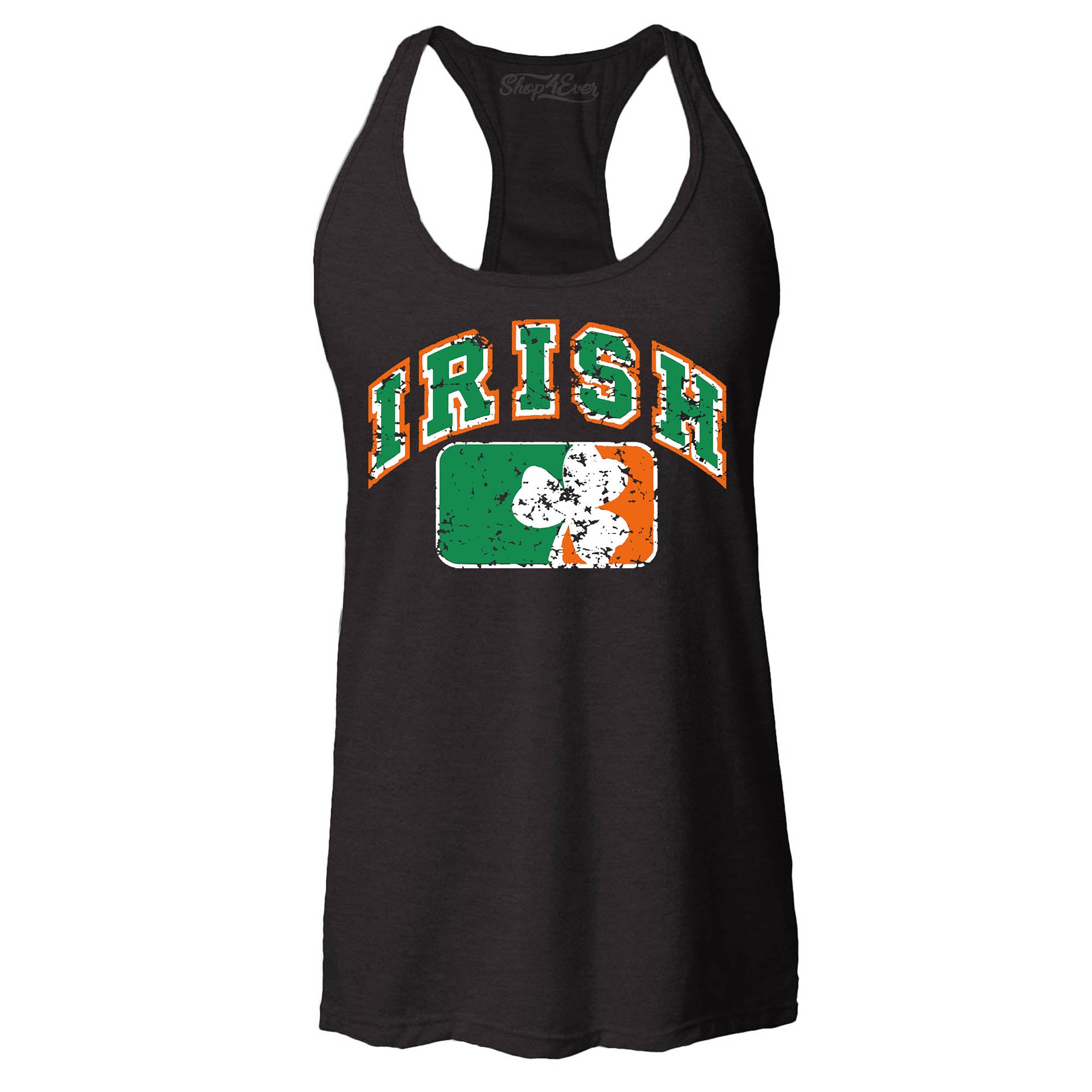 Vintage Irish Flag Shamrock Women's Racerback Tank Top St. Patrick's Day Tank Tops