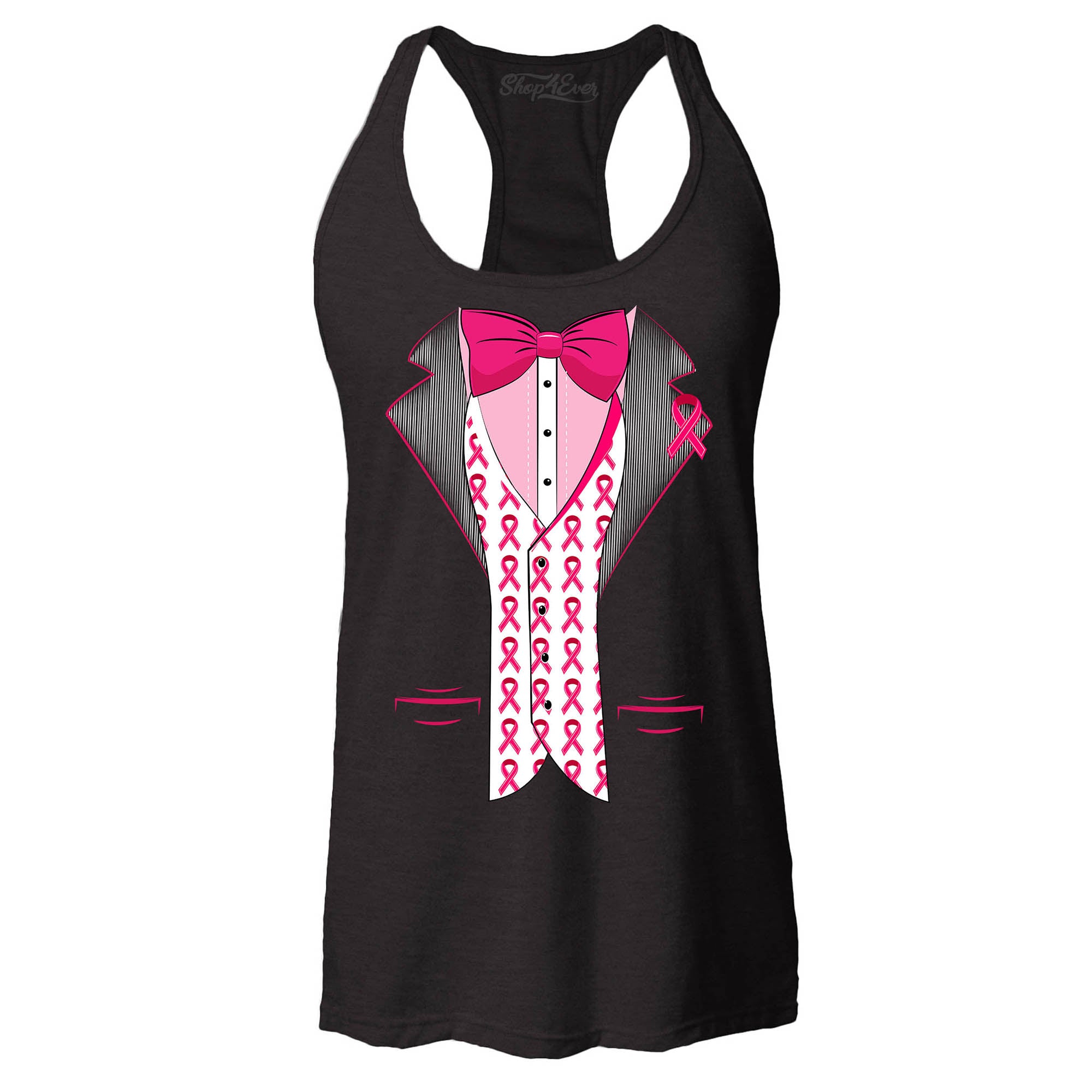 Breast Cancer Tuxedo Support Awareness Women's Racerback Tank Top Slim Fit