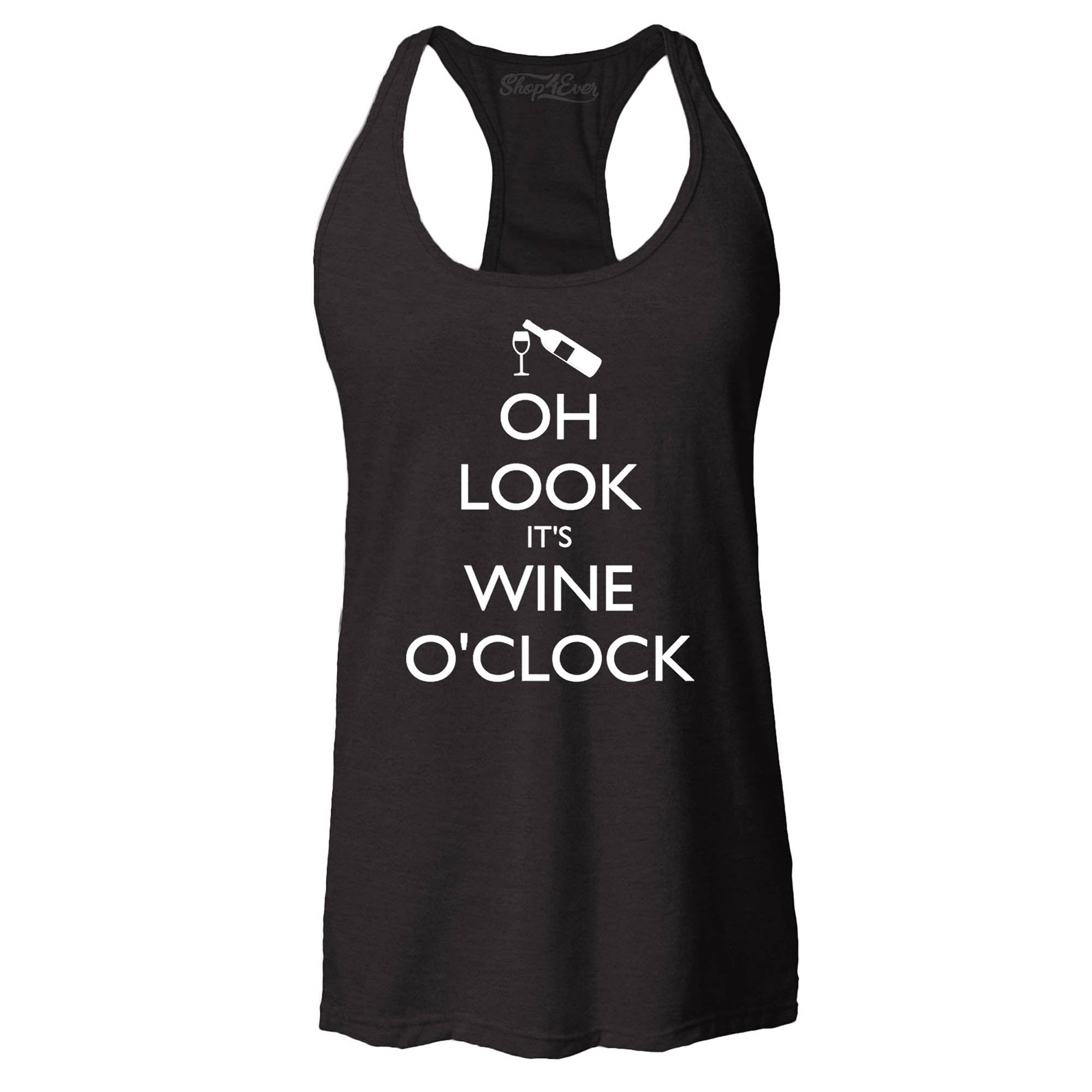 Oh Look It's Wine O'Clock Women's Racerback Drinking Tank Tops Slim FIT