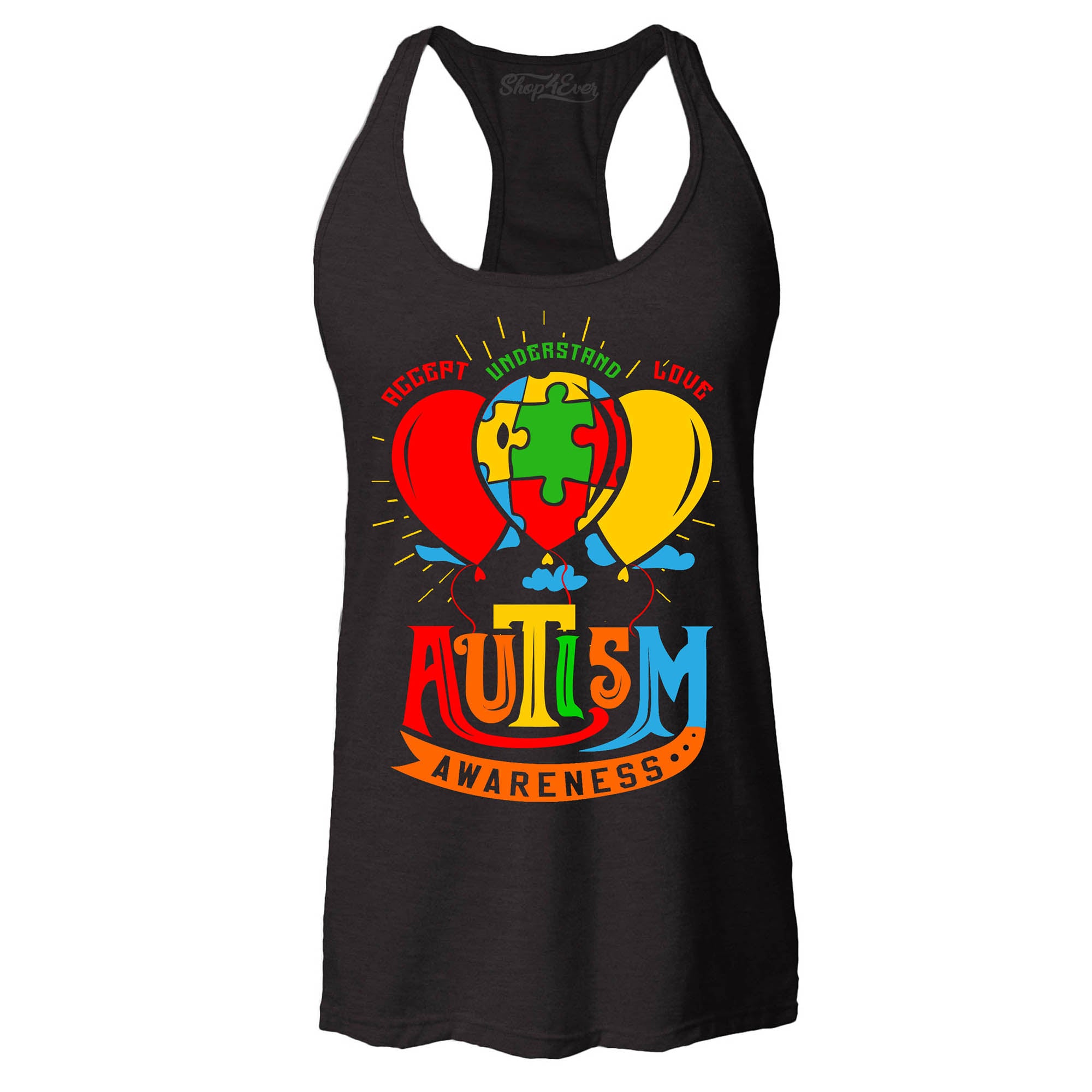 Autism Awareness with Balloons Women's Racerback Tank Top Slim Fit