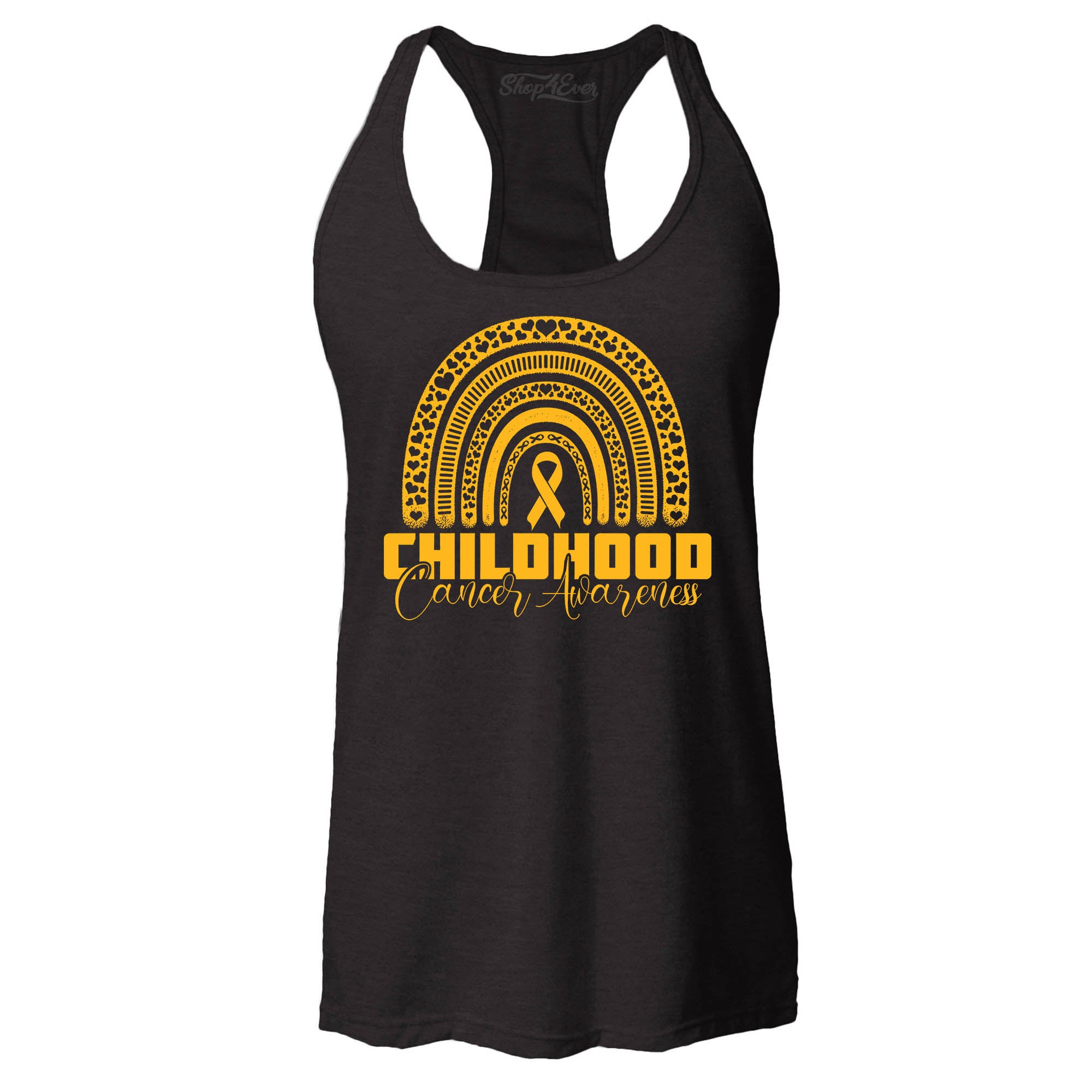 Childhood Cancer Awareness Gold Rainbow Women's Racerback Tank Top Slim Fit