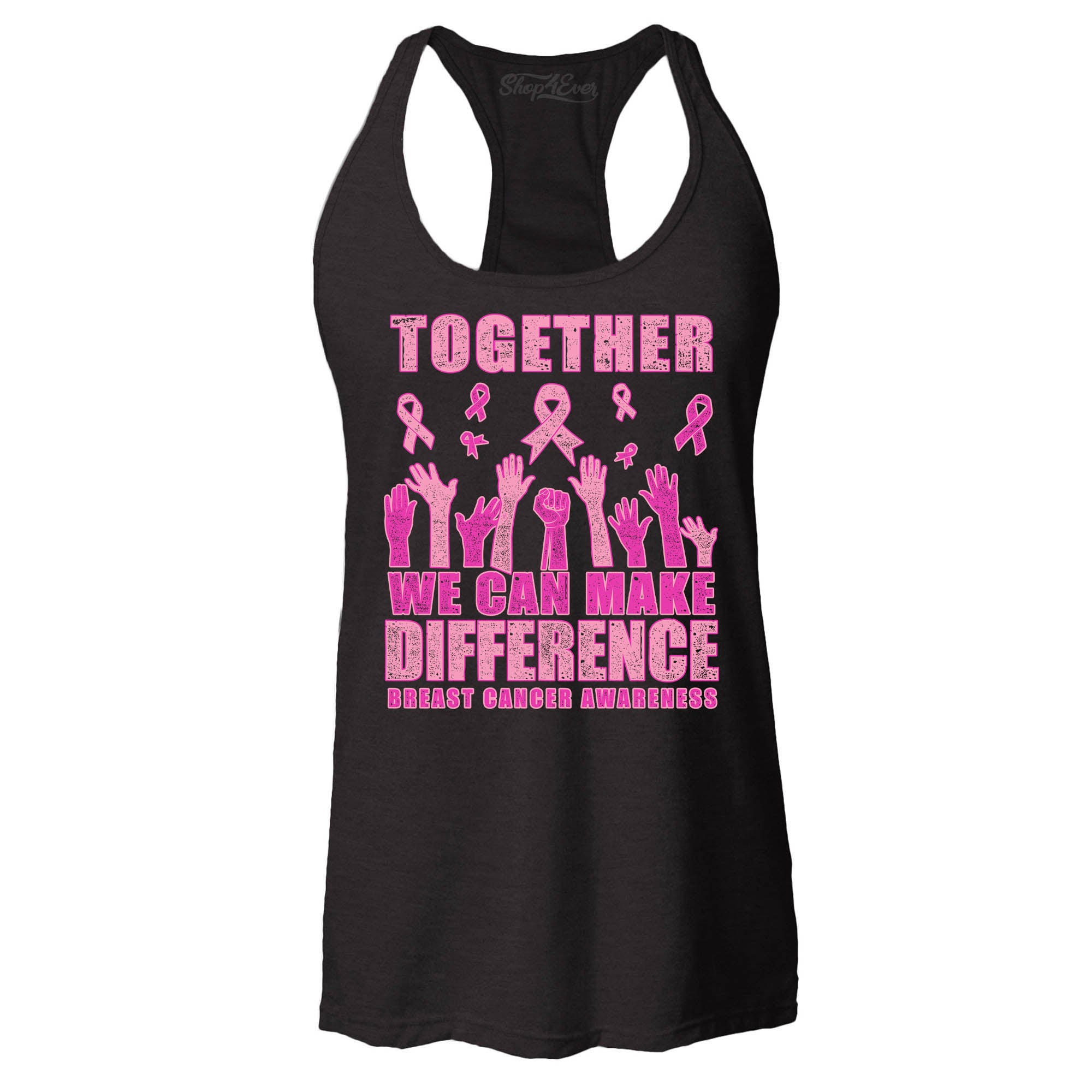 Together We Can Make A Difference Breast Cancer Awareness Women's Racerback Tank Top Slim Fit