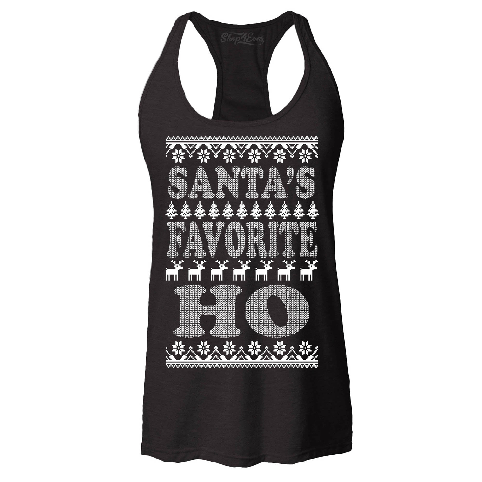 Santa's Favorite Ho Women's Racerback Tank Top Ugly Christmas Tank Tops