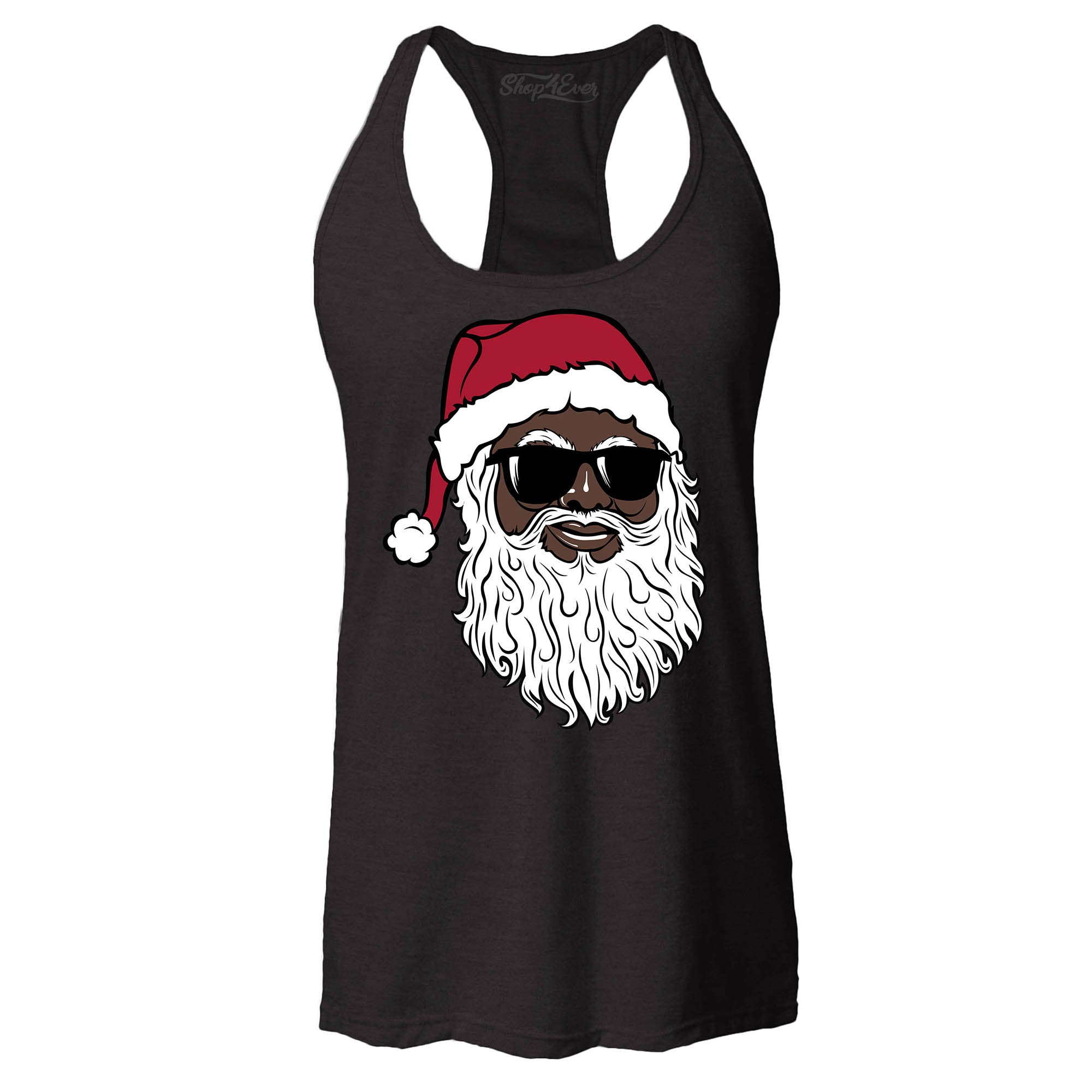 Santa Claus Wearing Sunglasses Christmas Xmas Women's Racerback Tank Top Slim Fit