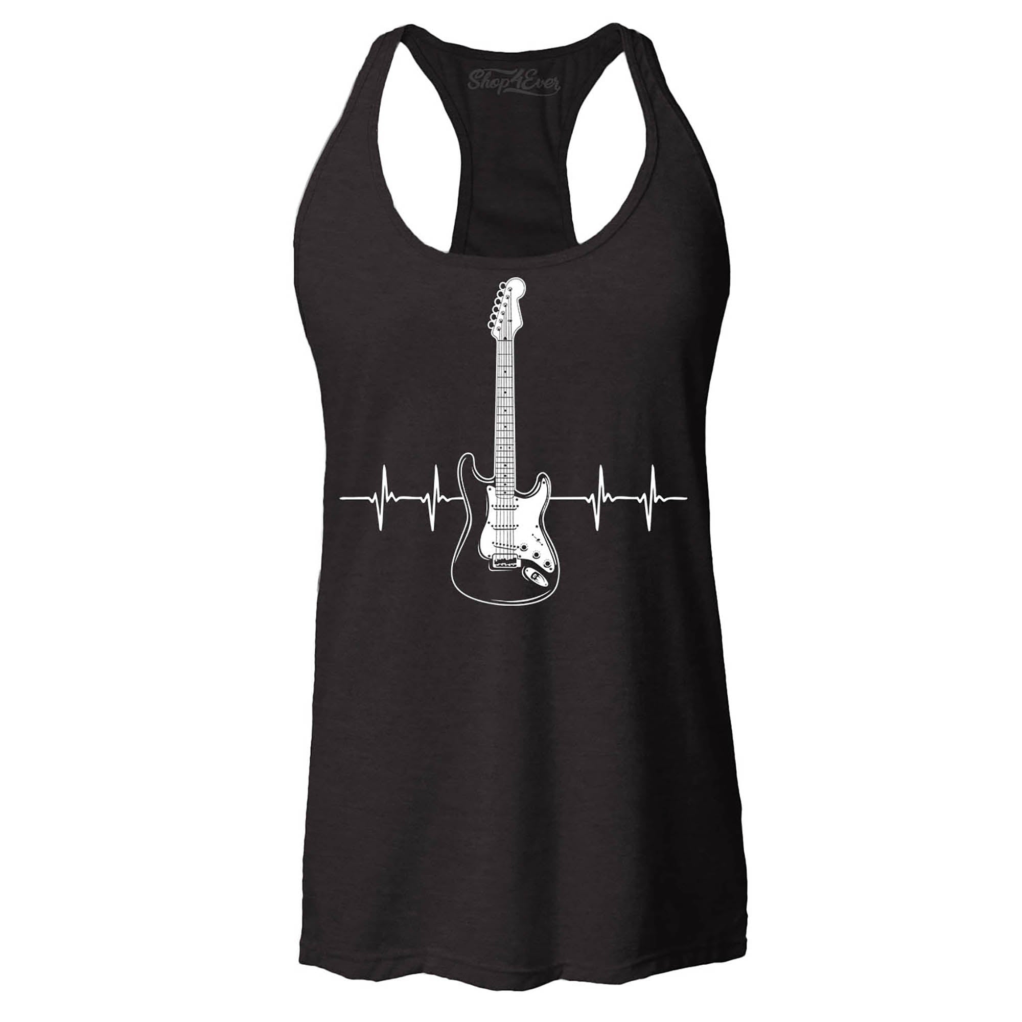 Electric Guitar Heartbeat Musician Women's Racerback Tank Top Slim Fit