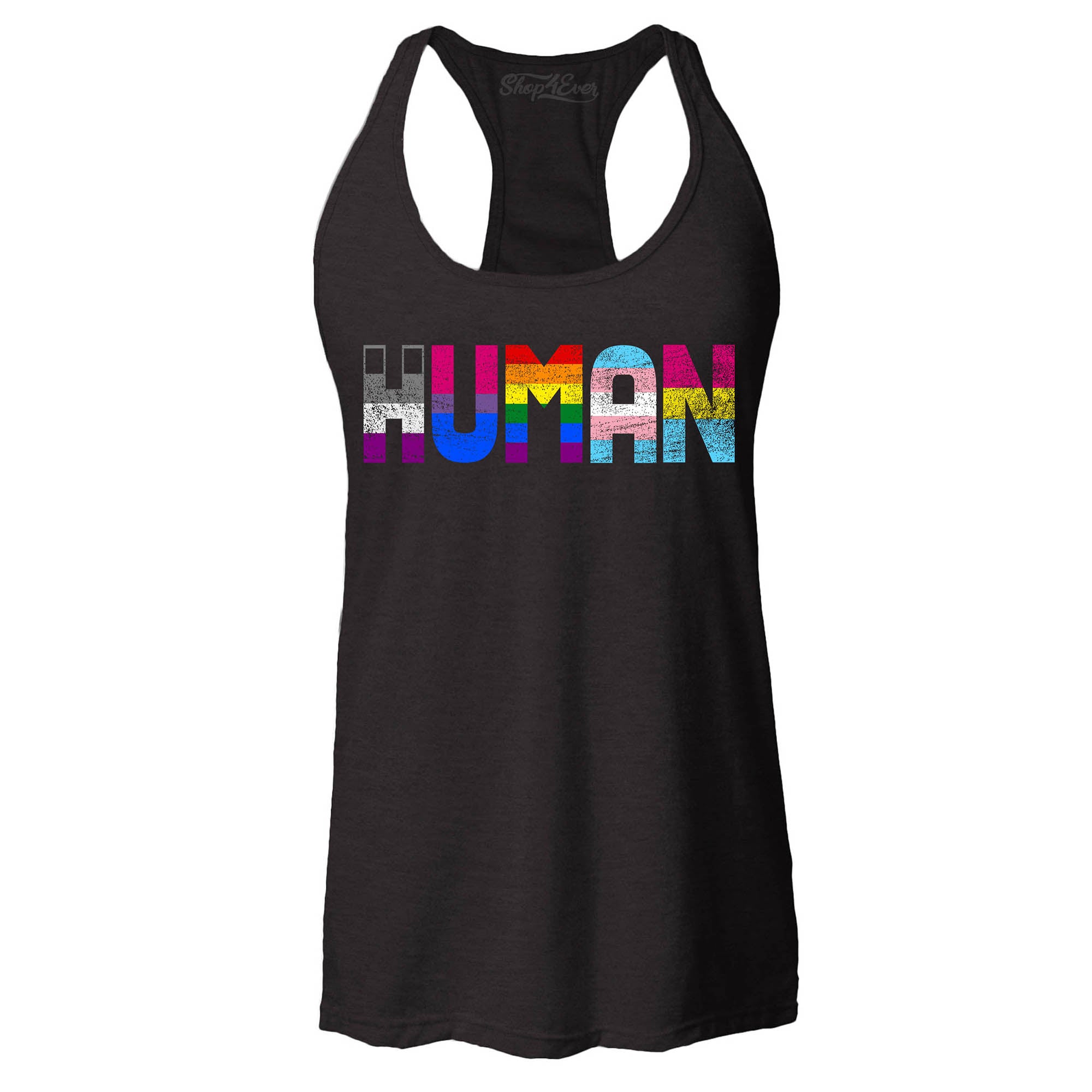 Human Pride Flags Women's Racerback Tank Top Slim Fit