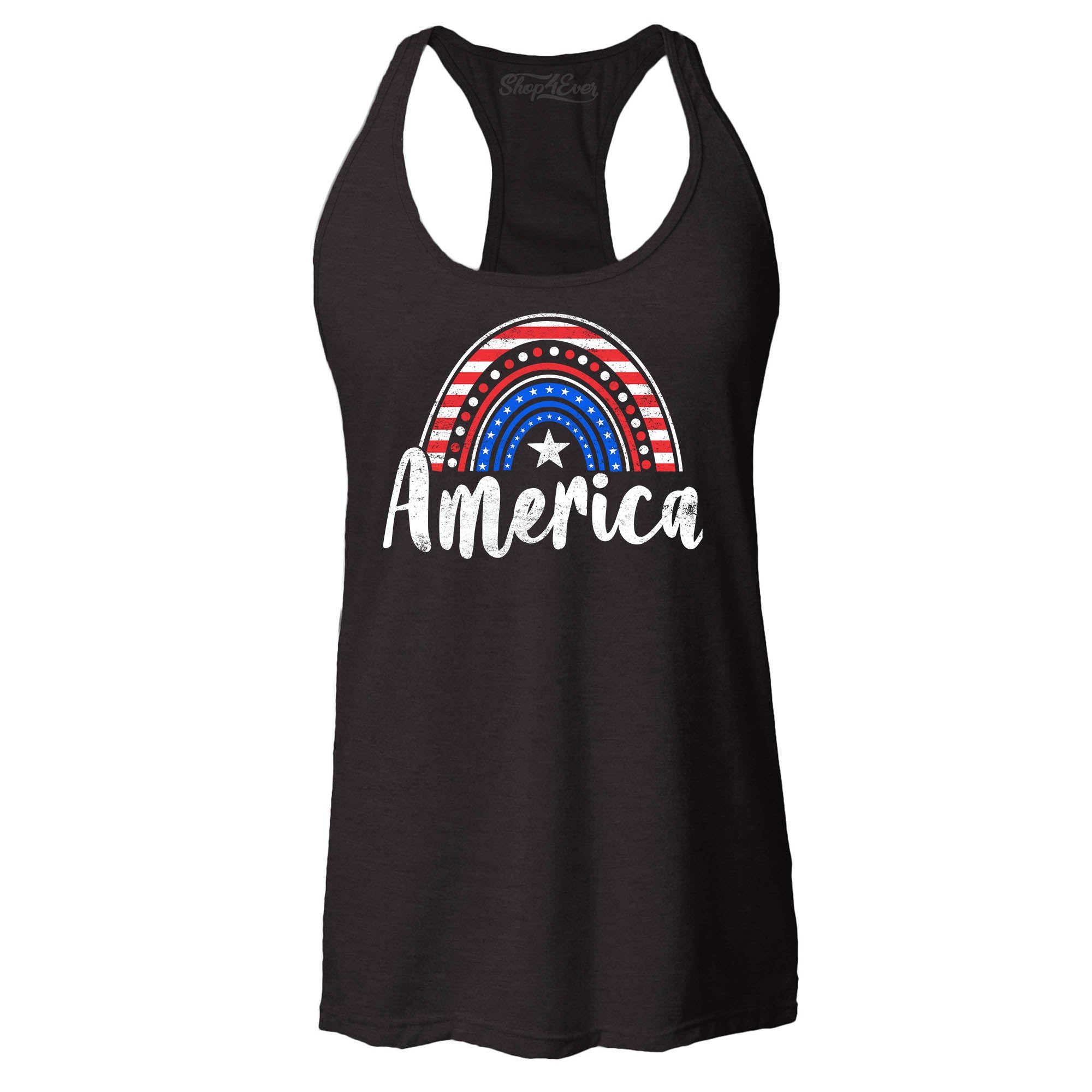 America Patriotic Rainbow 4th of July Women's Racerback Tank Top Slim Fit