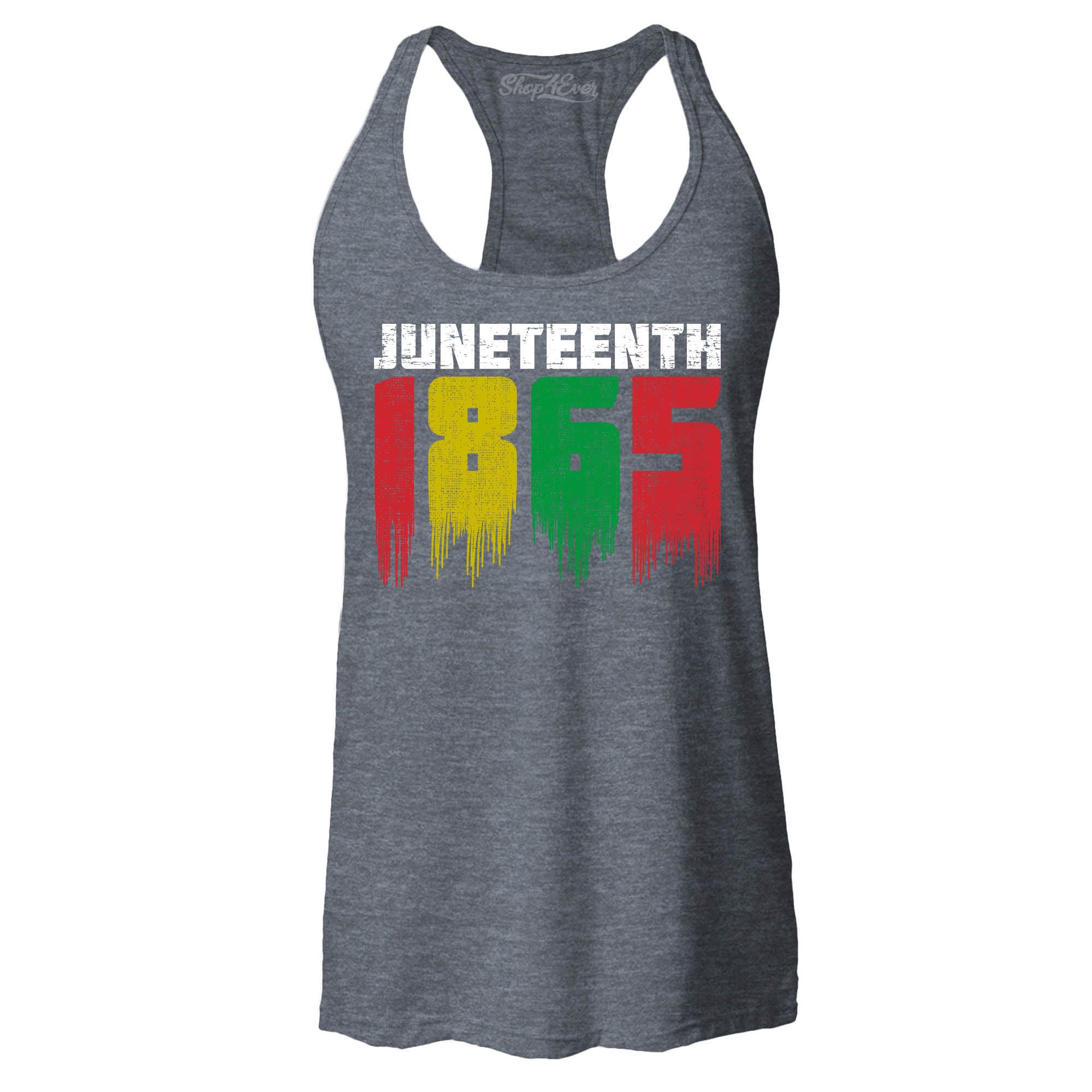 Juneteenth 1865 Dripping June 19th Women's Racerback Tank Top Slim Fit