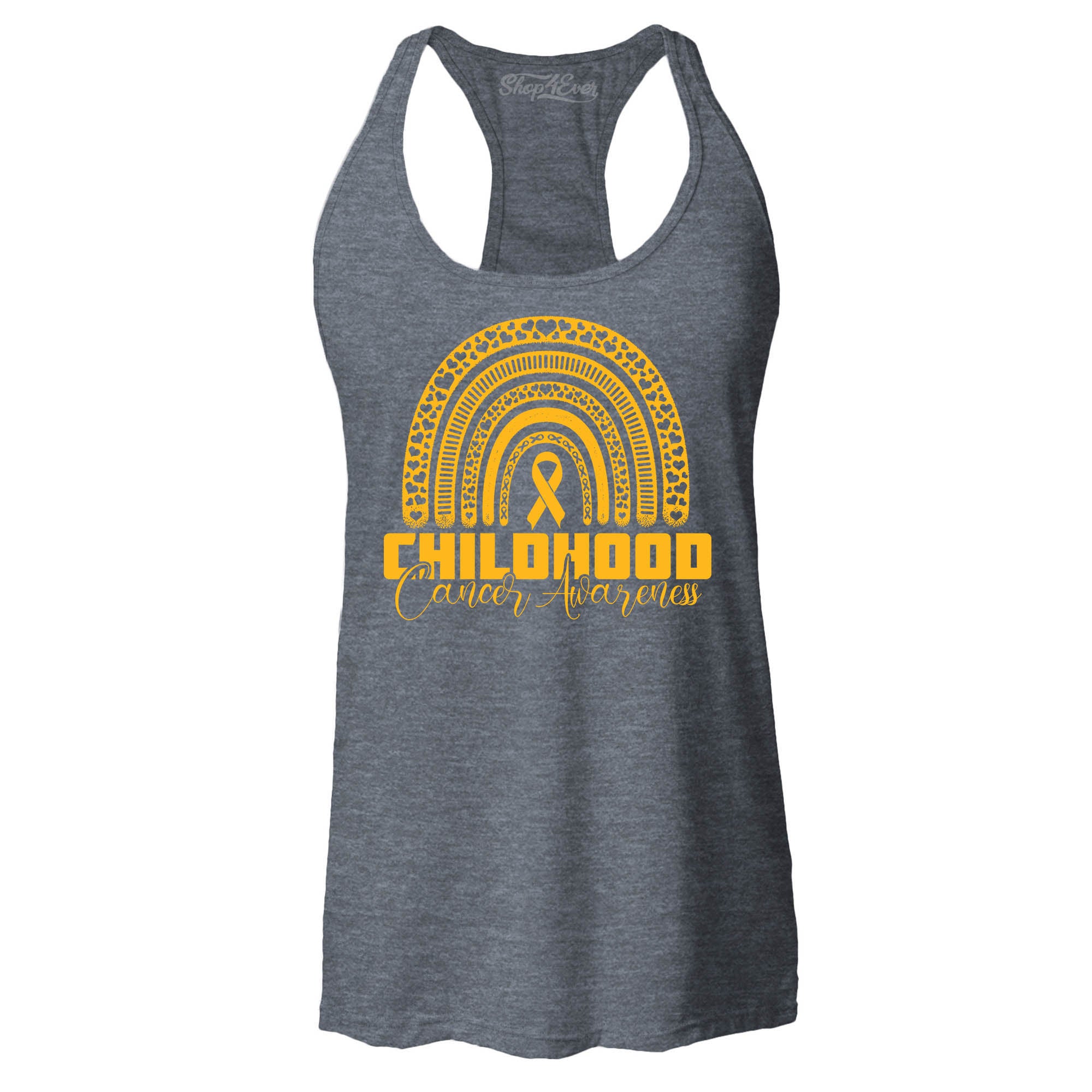 Childhood Cancer Awareness Gold Rainbow Women's Racerback Tank Top Slim Fit