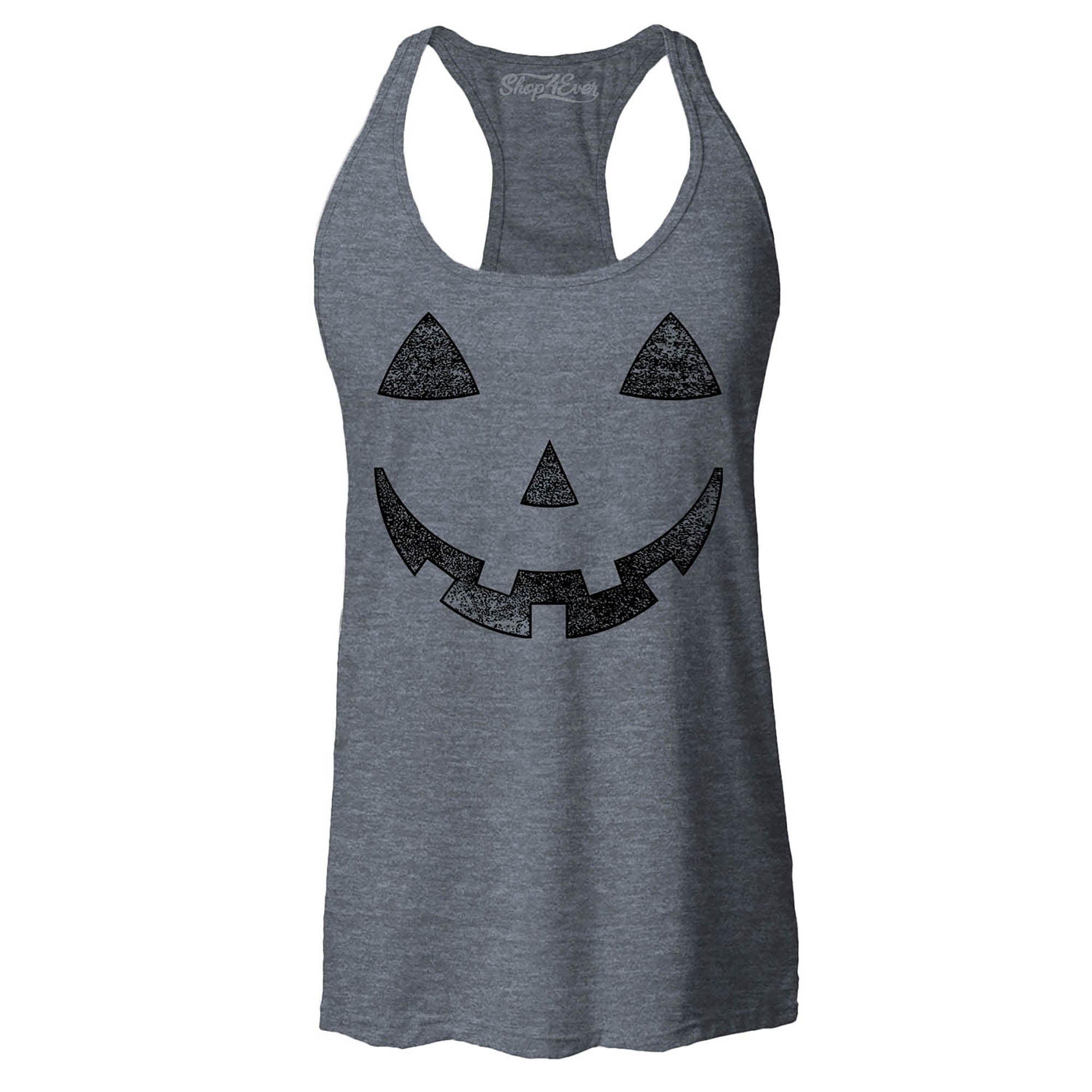 Jack O' Lantern Halloween Pumpkin Costume Women's Racerback Tank Top Slim Fit