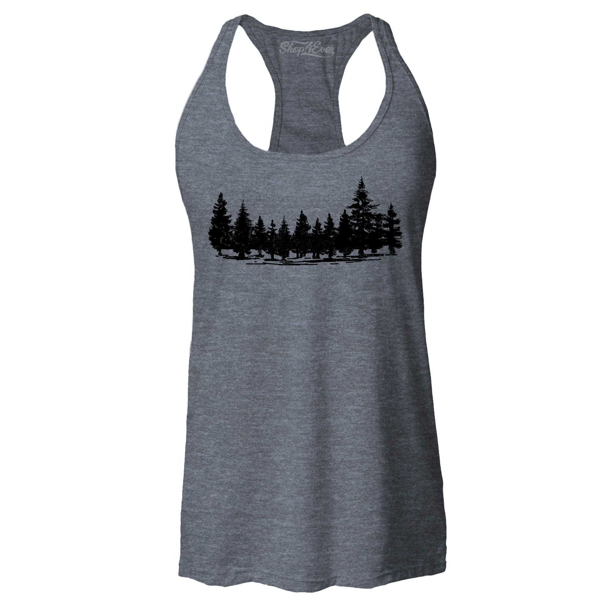 Forest Trees Nature Mountains Wildlife Women's Racerback Tank Top Slim Fit