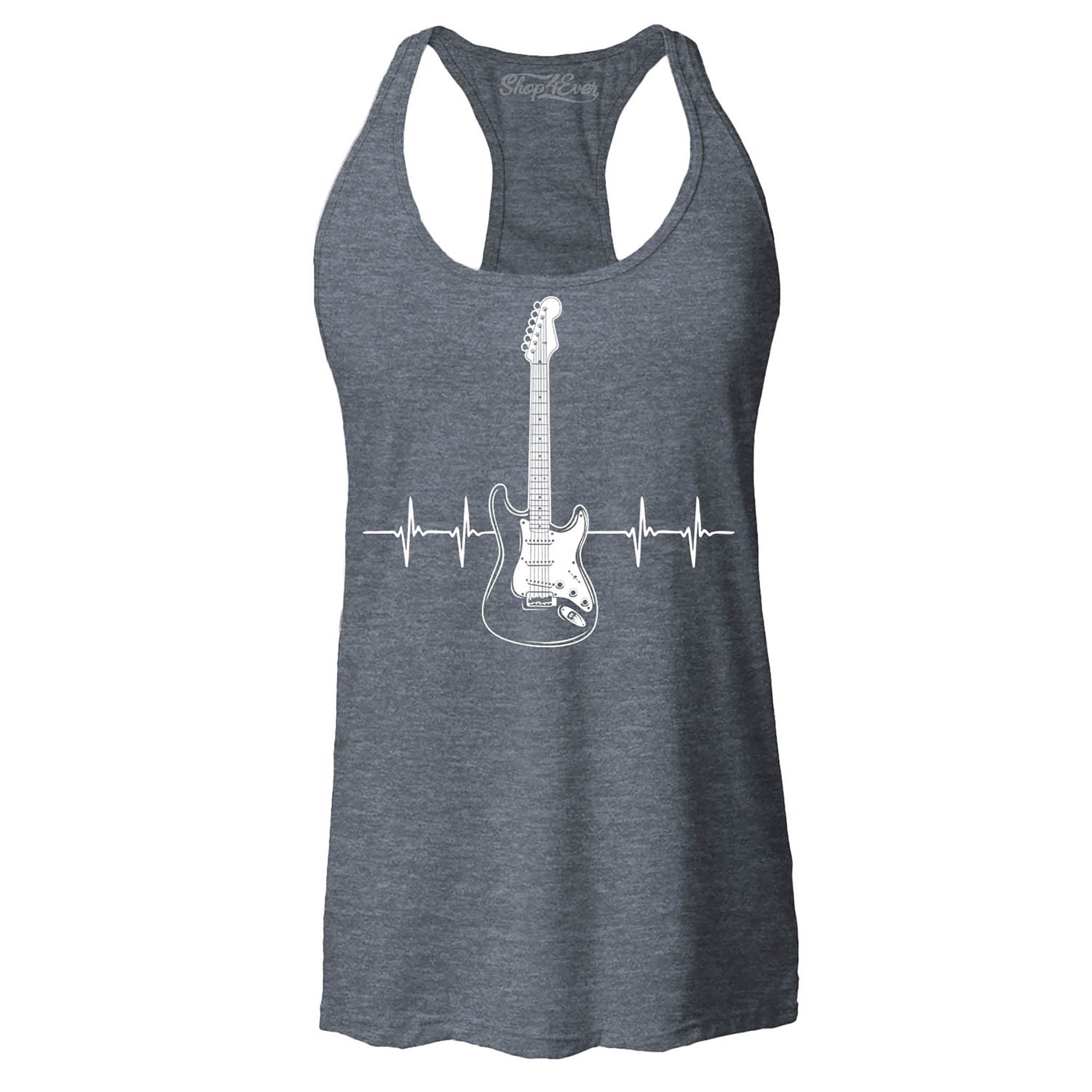 Electric Guitar Heartbeat Musician Women's Racerback Tank Top Slim Fit