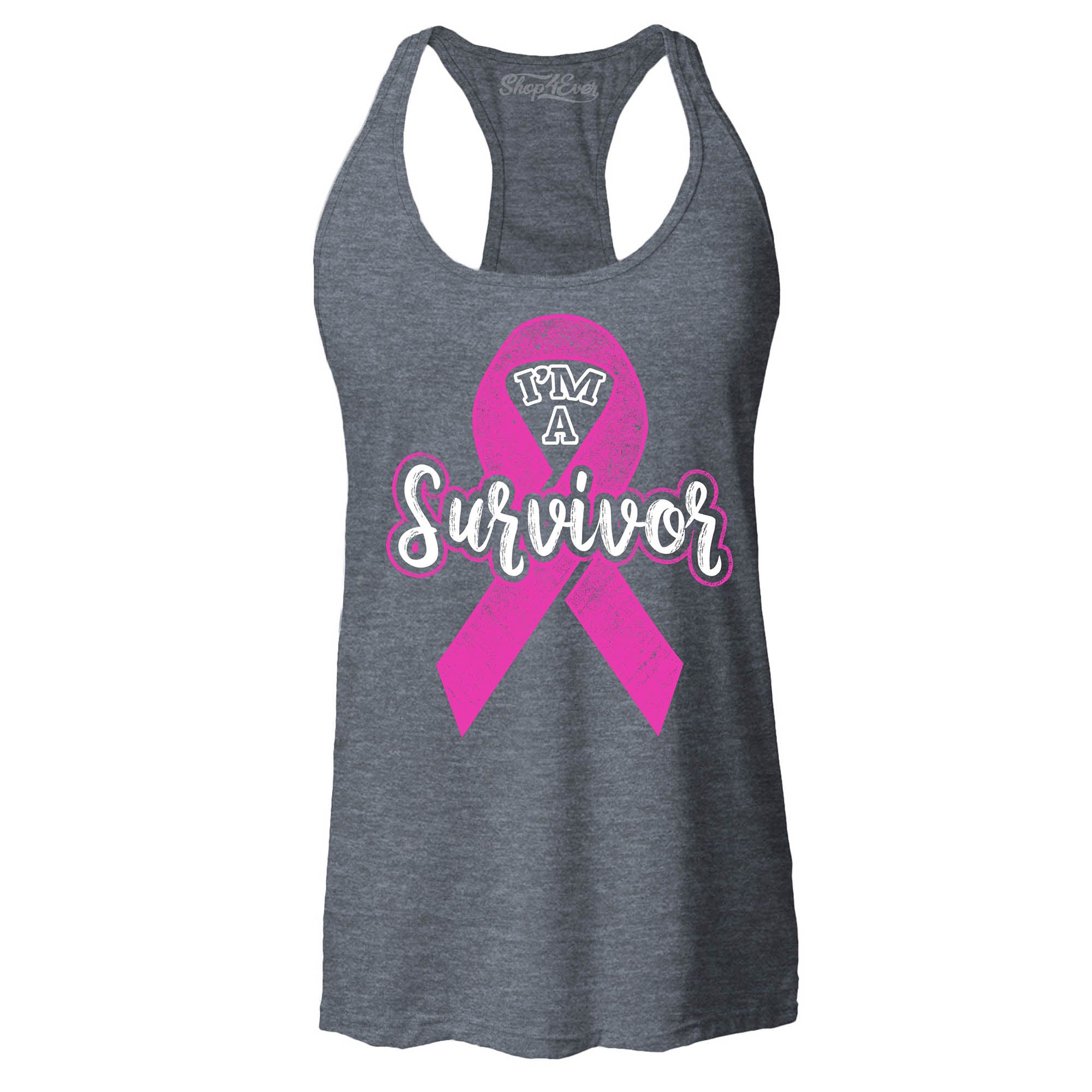 I'm A Survivor Breast Cancer Awareness Women's Racerback Tank Top Slim Fit